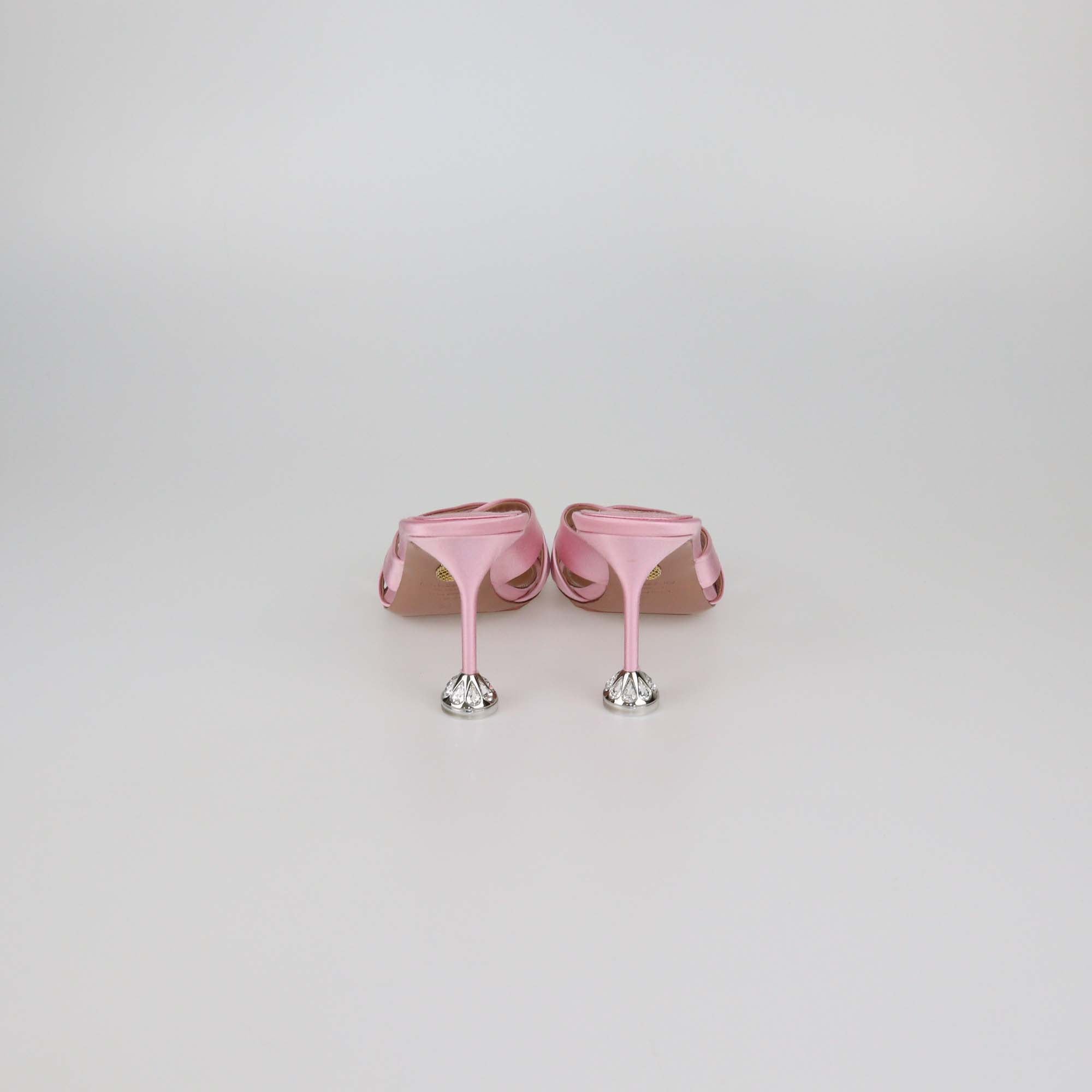 Aquazzura Pink Satin Kiss Me Quick Crossover Sandals