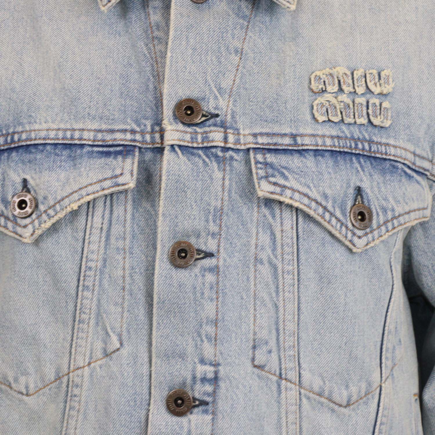 Miu Miu Washed Blue Denim Blouson Jacket