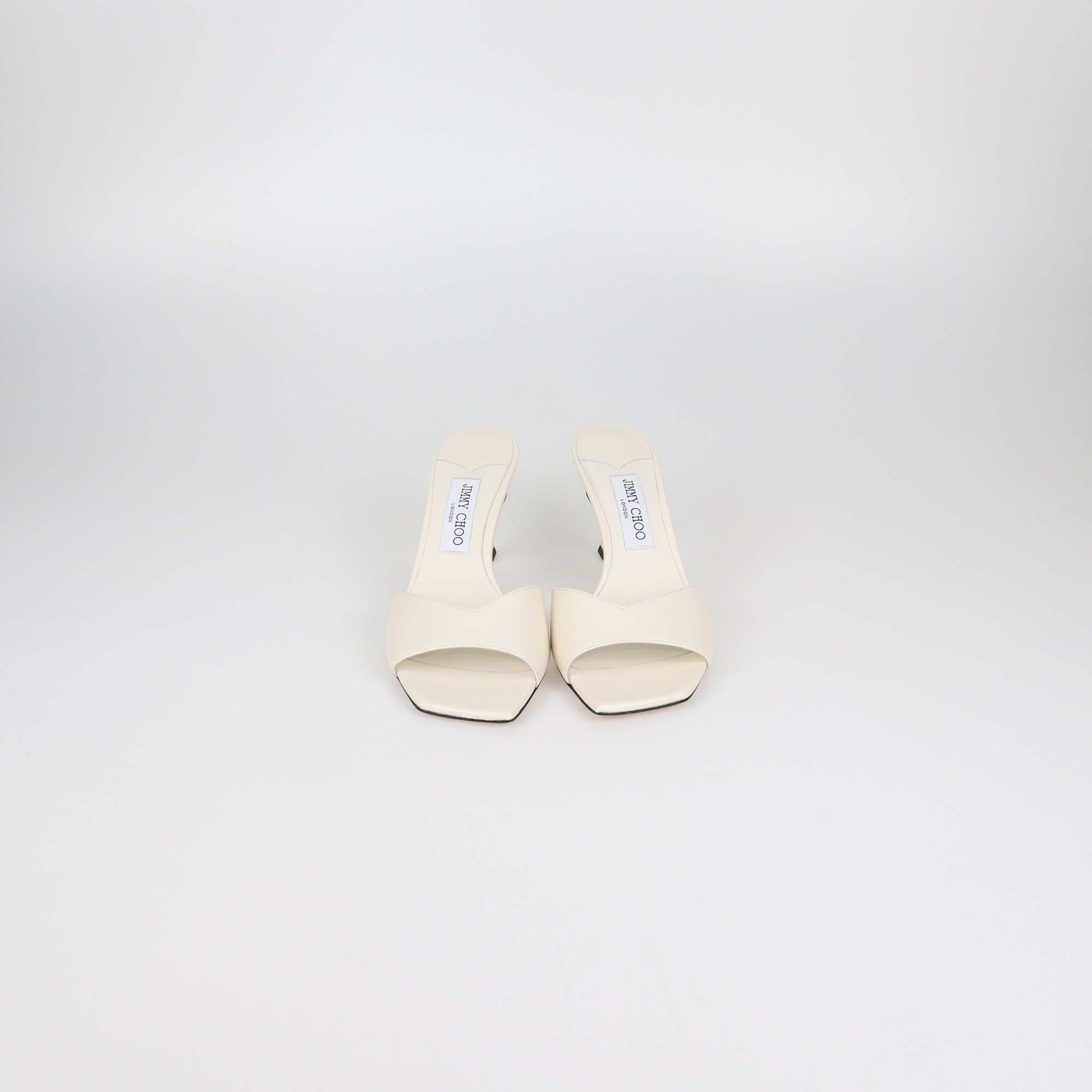 Jimmy Choo Off White Leather Skye Slide Sandals