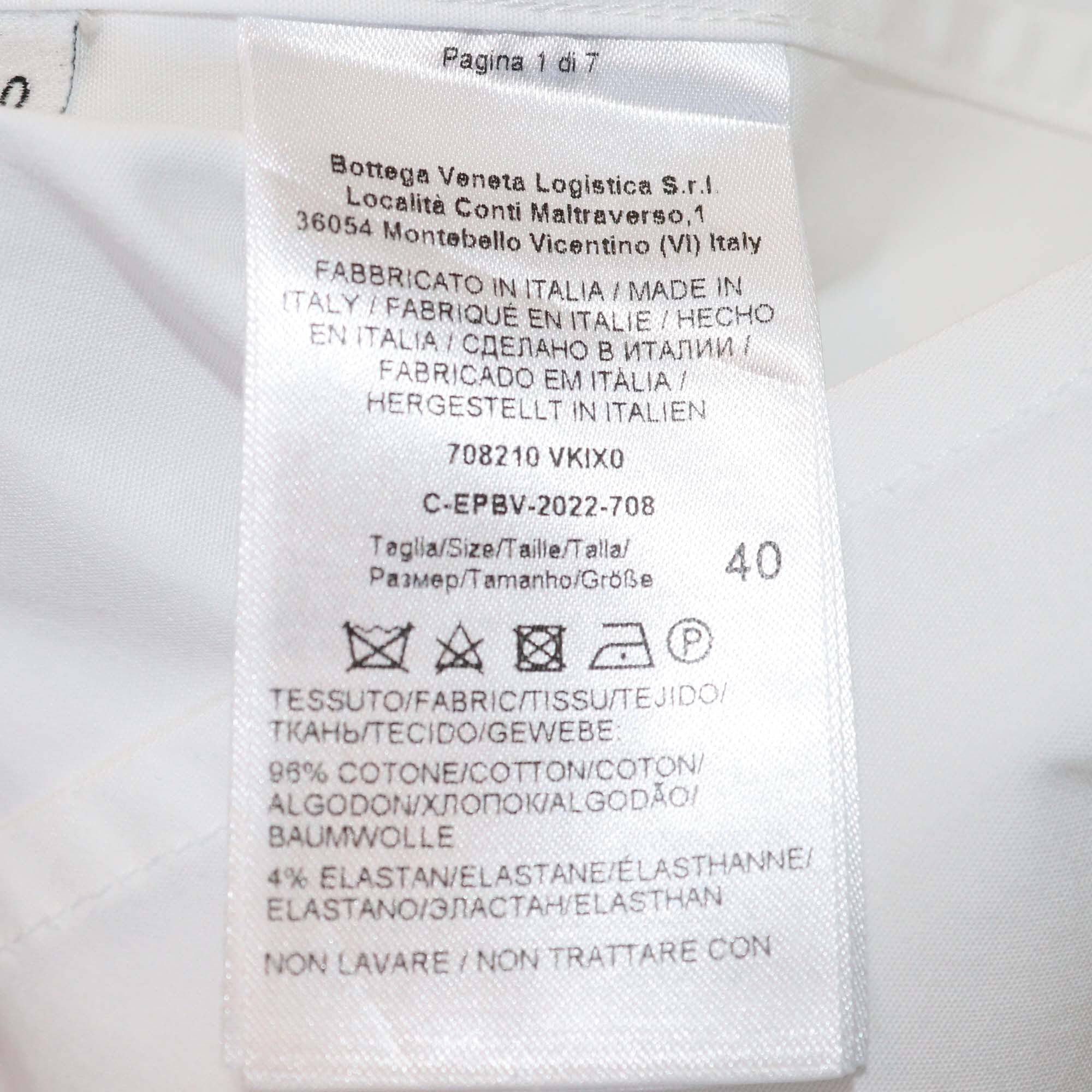 Bottega Veneta White Cotton Long Sleeve Shirt Womens Bottega Veneta