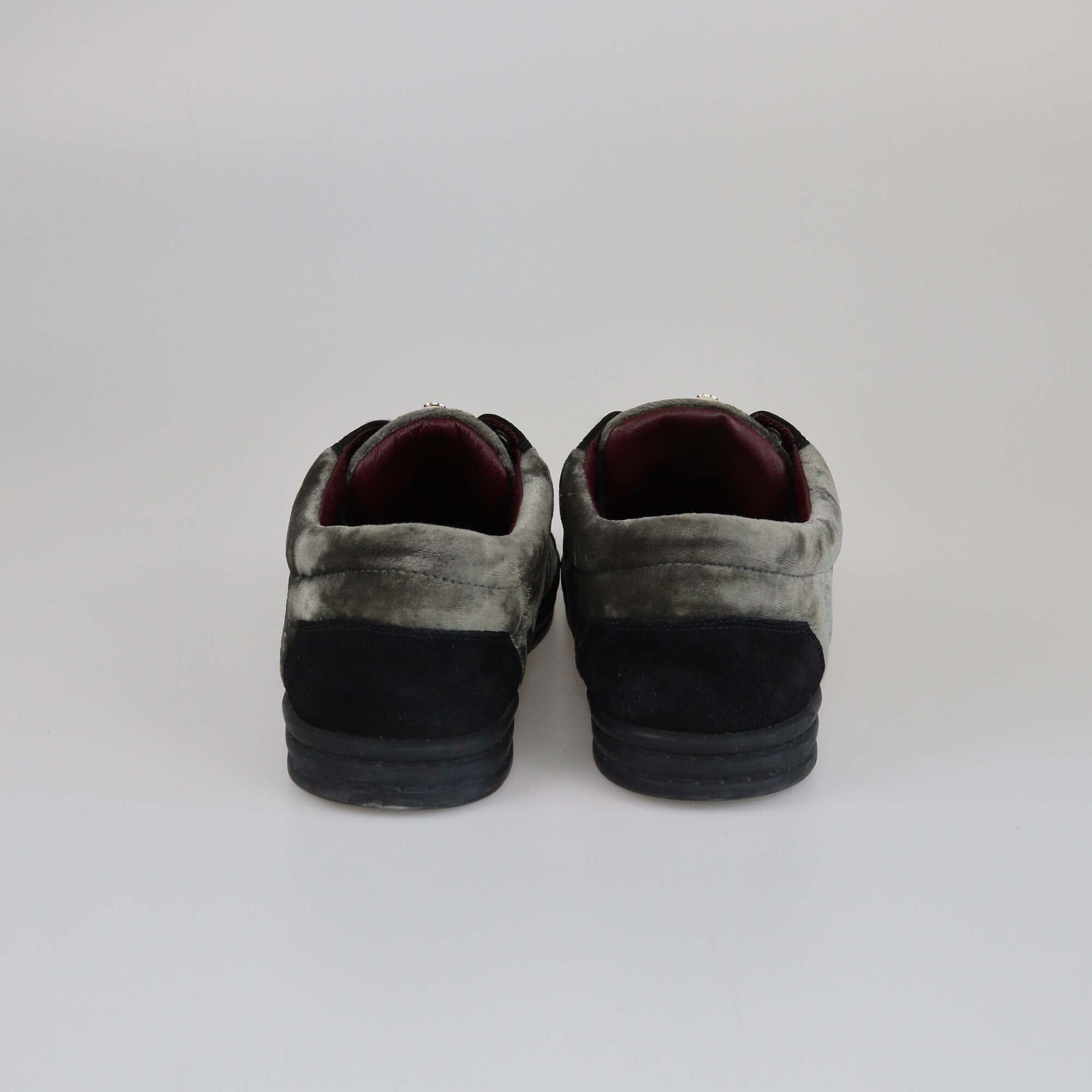 Chanel Black/Fatigue Green CC Pearl Lace Up Sneakers Womens Chanel