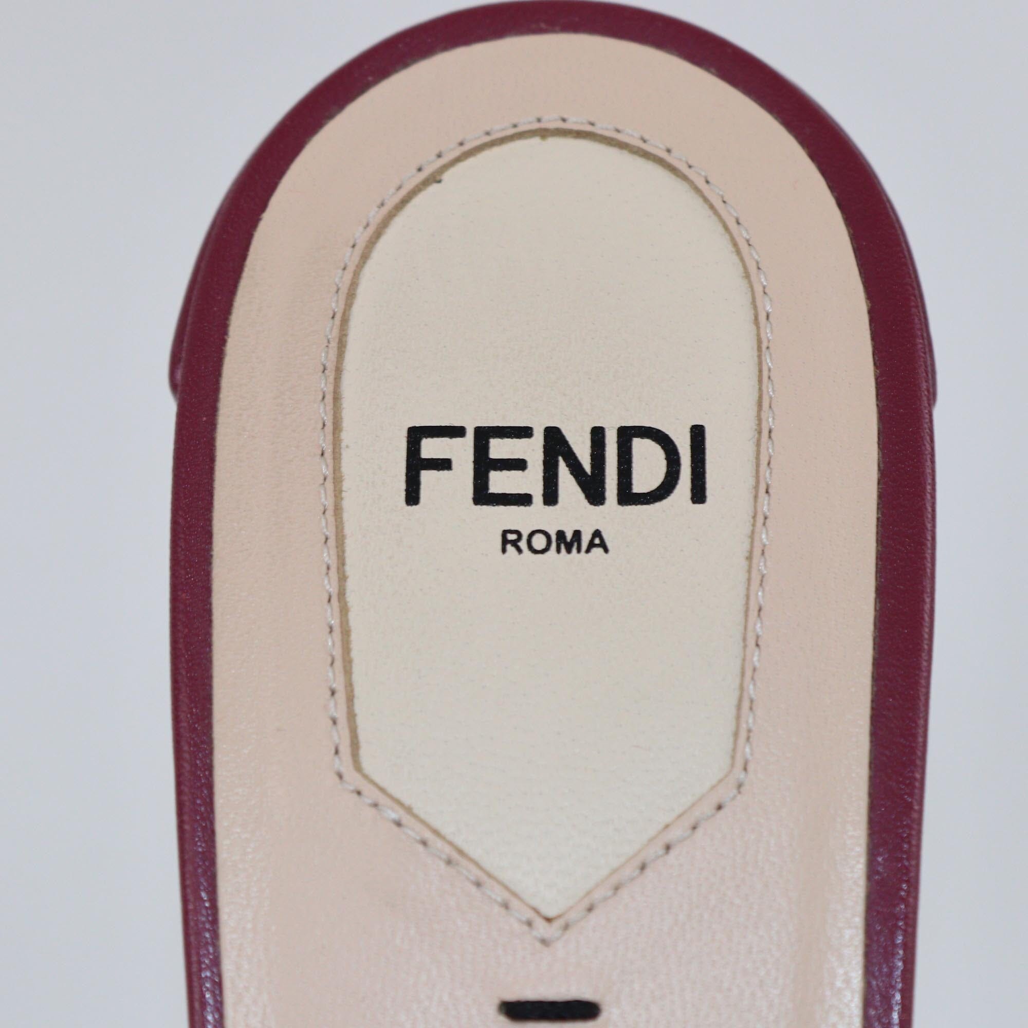Fendi Burgundy/Multicolor FF Slide Sandals Womens Fendi