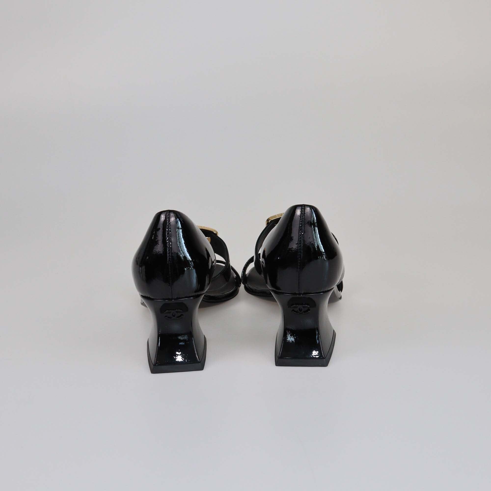 Chanel Black Strap Buckle Closure Sandals Womens Chanel