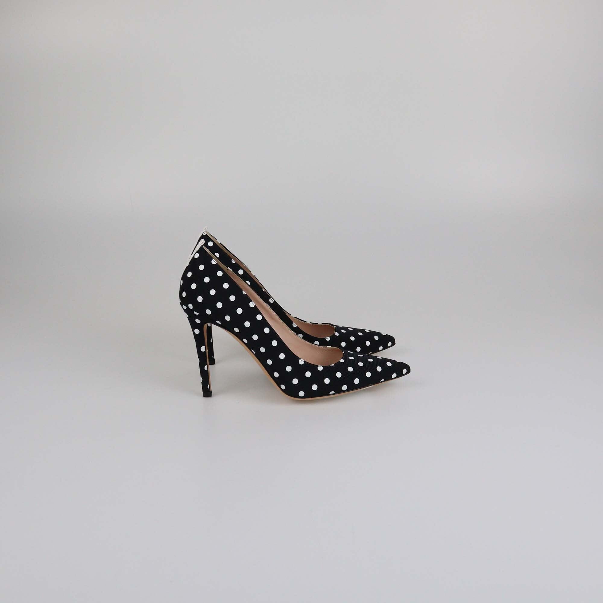 SJP Black Ploka Dots Pointed Toe Pumps Womens SJP