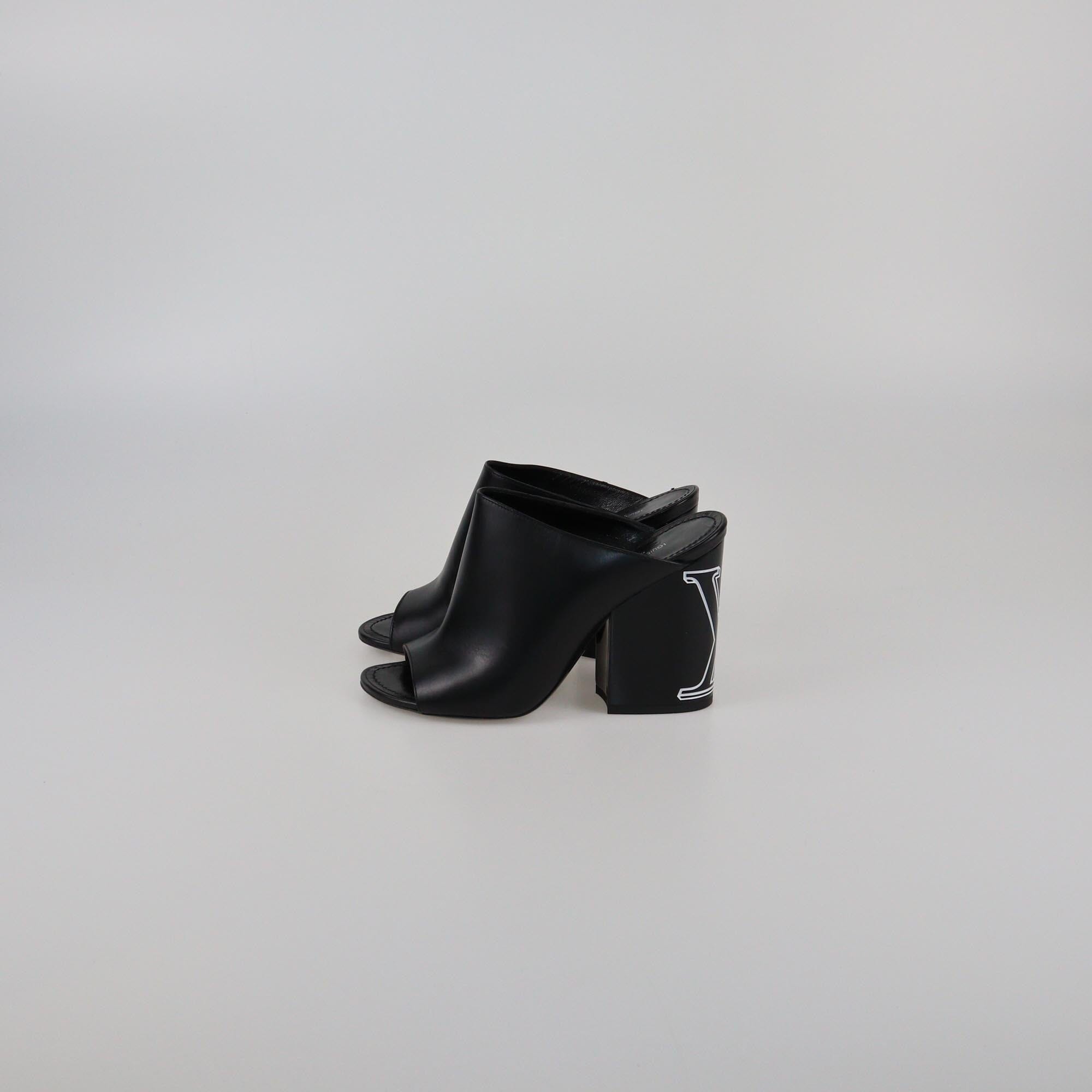 Louis Vuitton Black Block Heel Mules Womens Louis Vuitton
