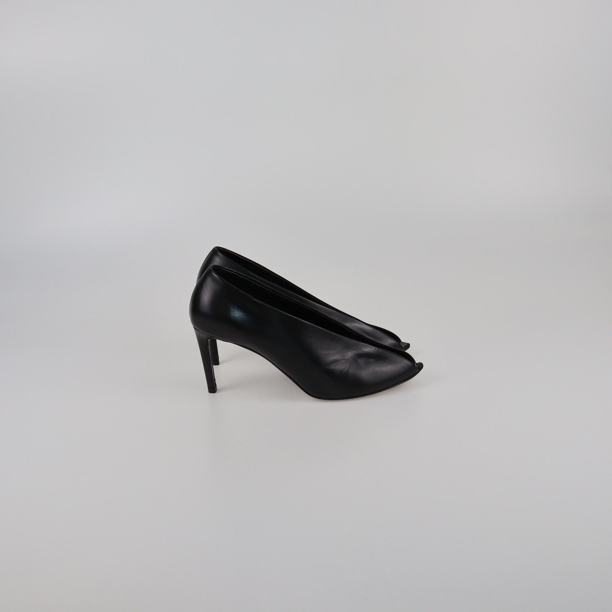 Balenciaga Black Open Peep Toe Pumps Womens Balenciaga