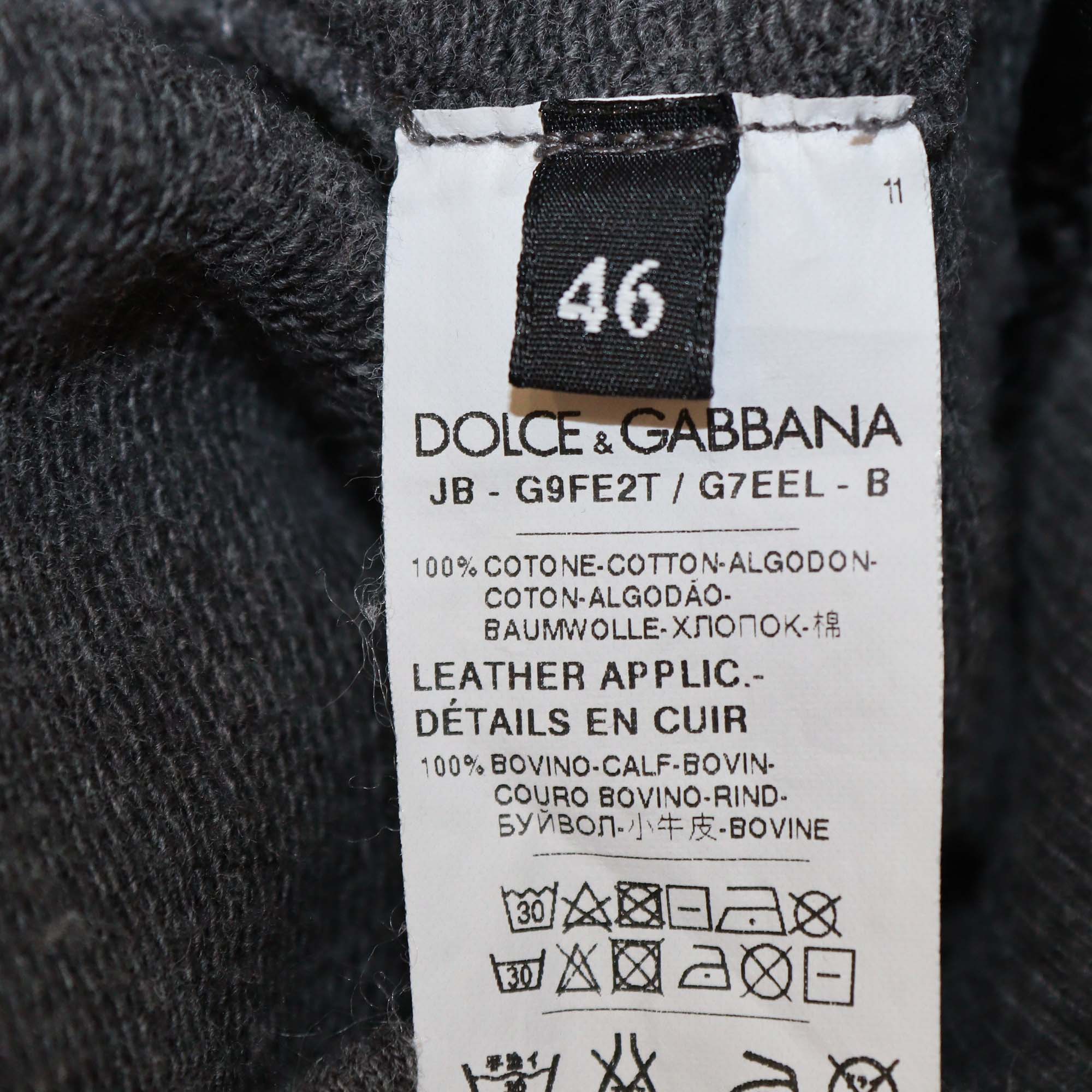 Dolce & Gabbana Dark Grey Cotton Crown Embroidered Zipped Up Jacket