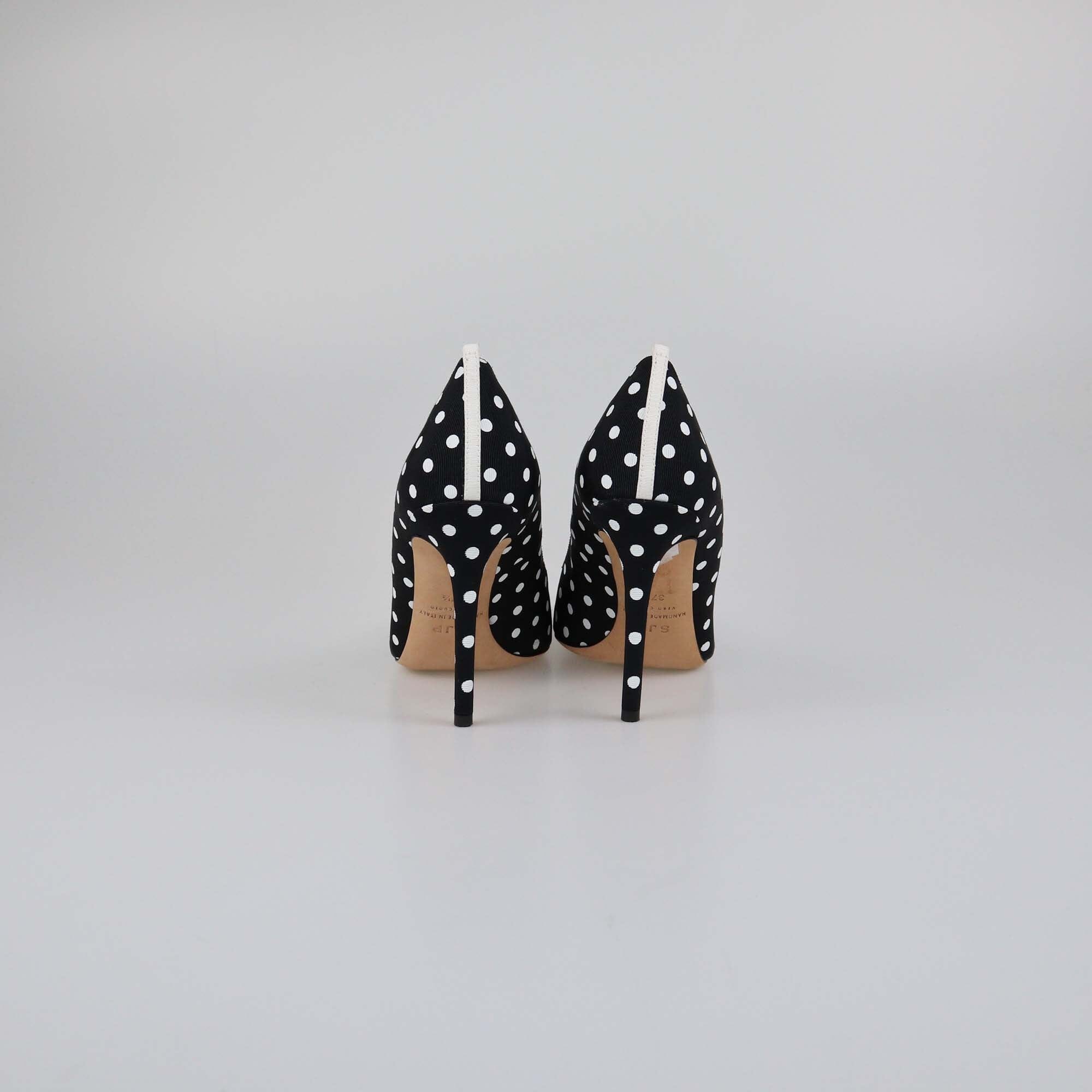 SJP Black Ploka Dots Pointed Toe Pumps Womens SJP