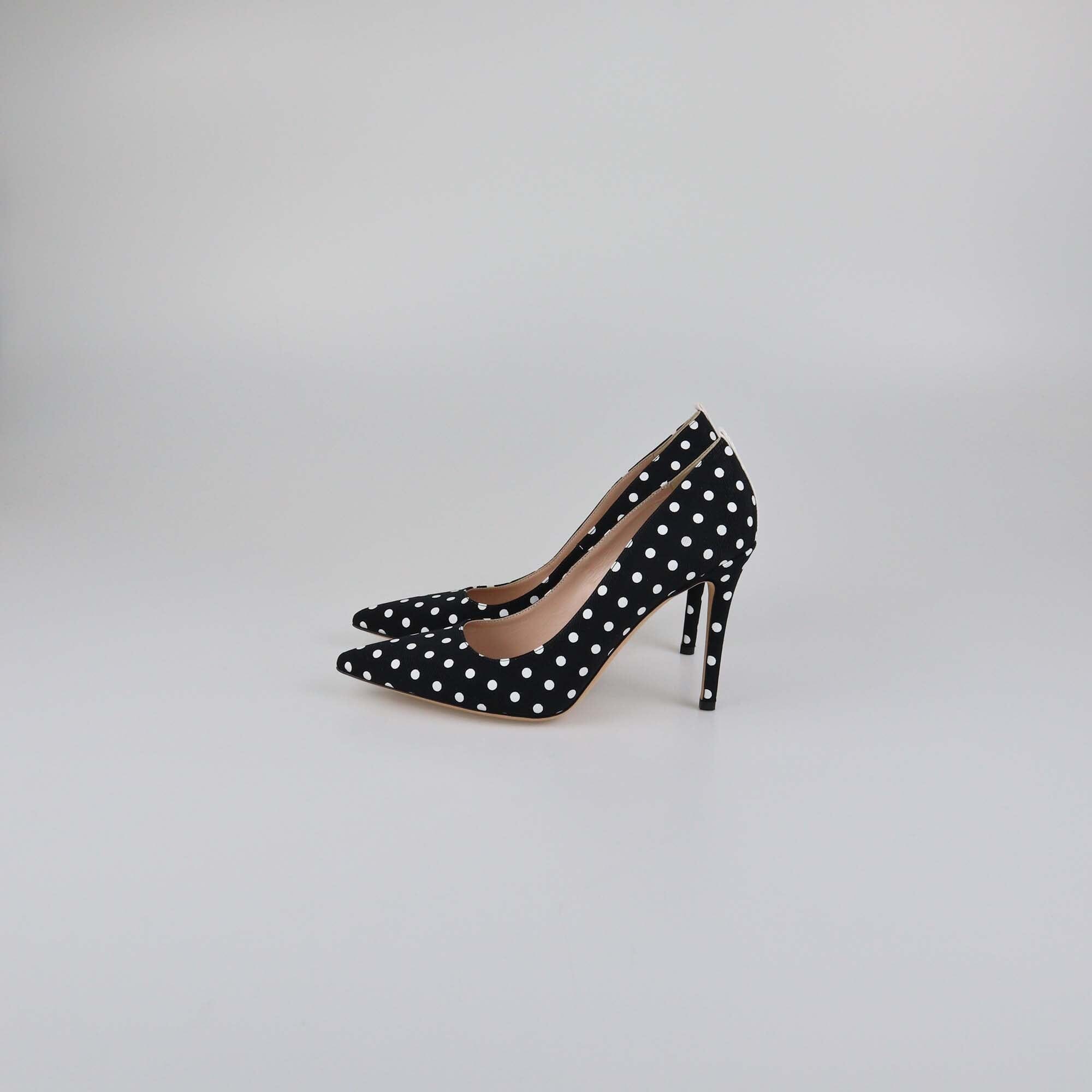 SJP Black Ploka Dots Pointed Toe Pumps Womens SJP