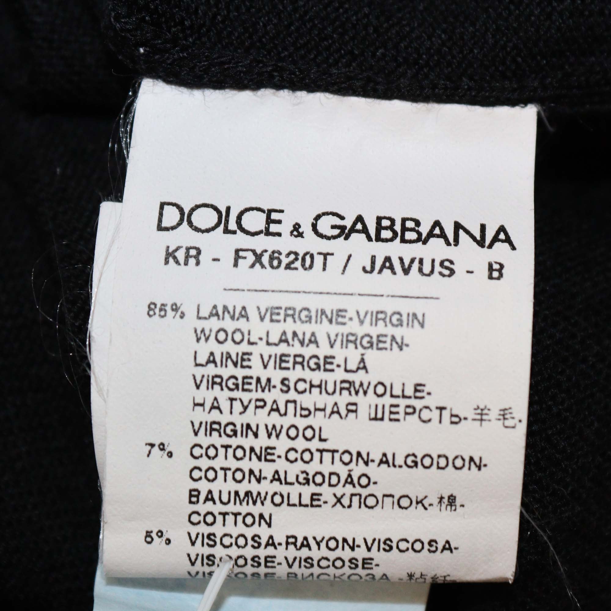 Dolce & Gabbana Black Blend Wool Lace Panel Sleeveless Top