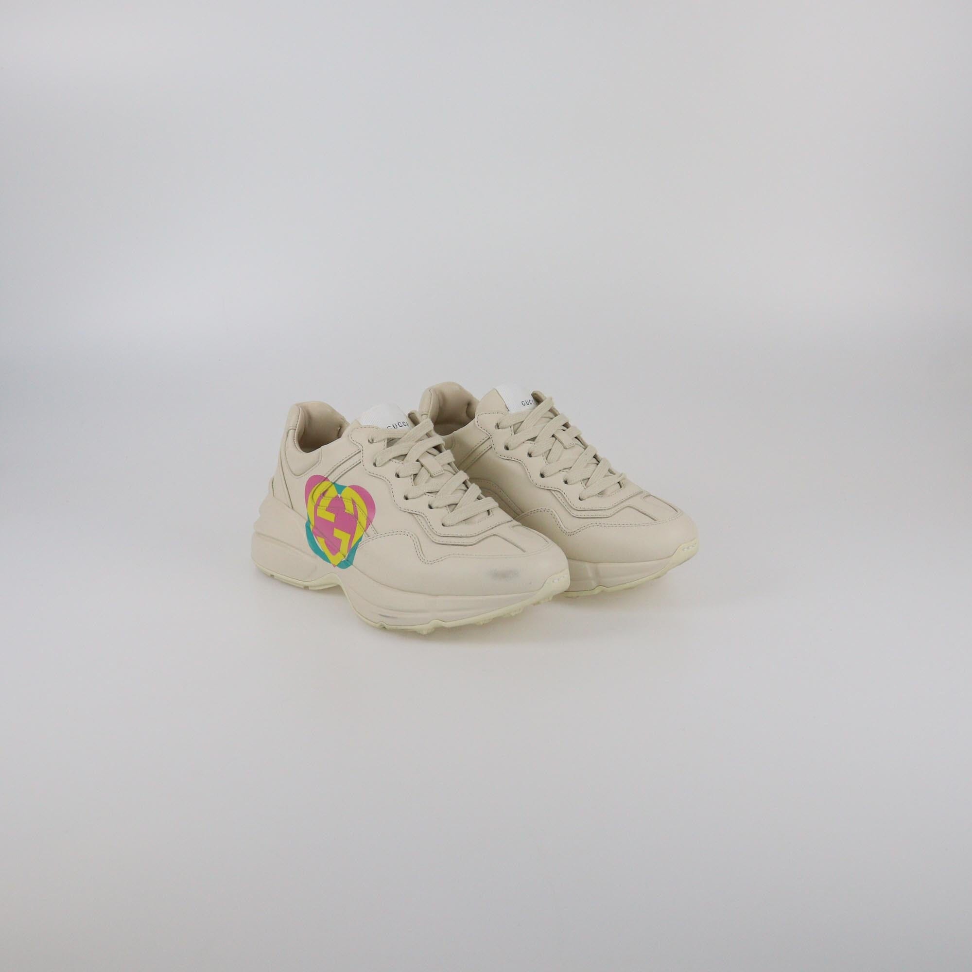 Gucci Ivorie GG Heart Rython Sneaker Womens Gucci