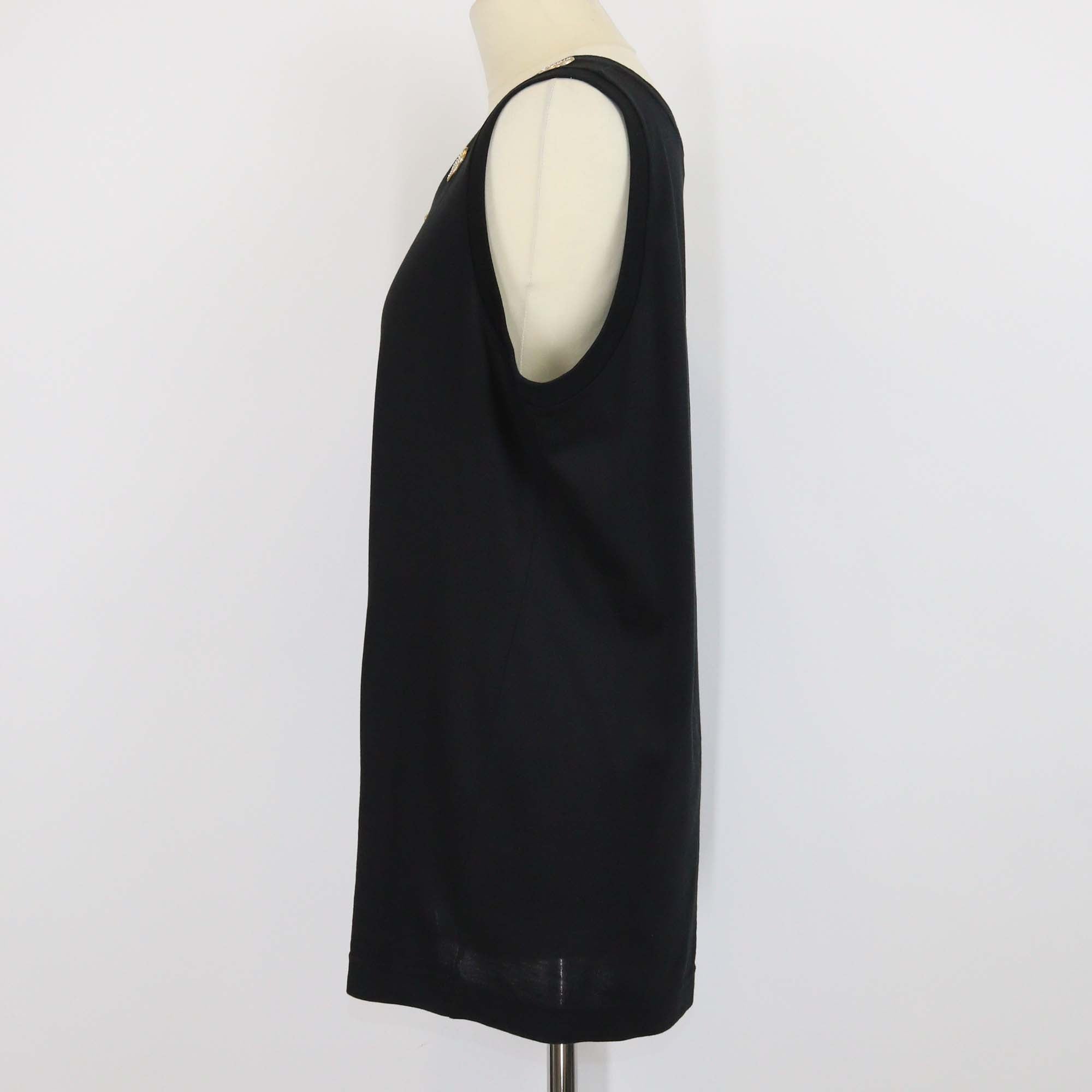 Dolce & Gabbana Black Cotton DG Pearl & Crystal Embellished Tank Top