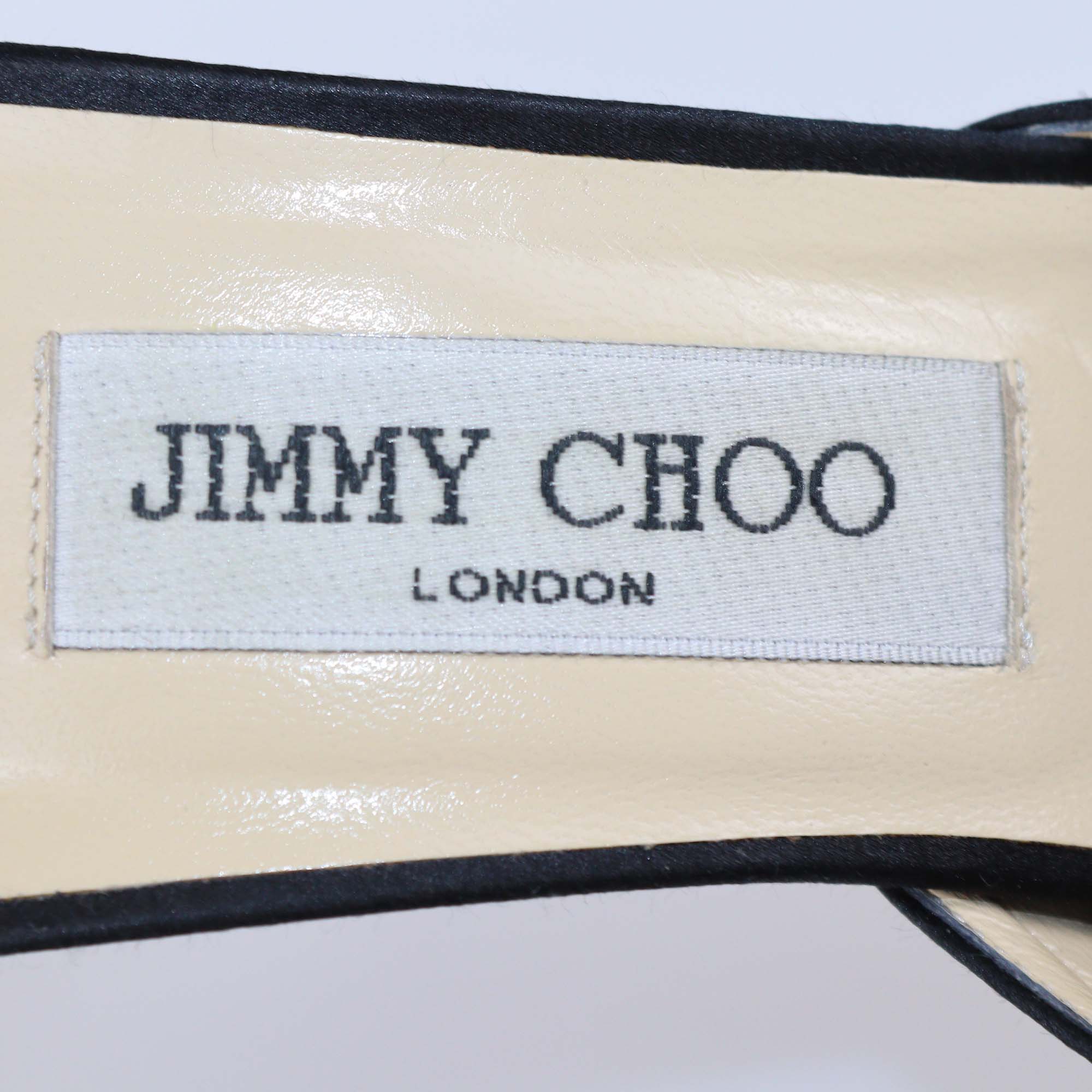 Jimmy Choo Black Satin Bow Slide Sandals