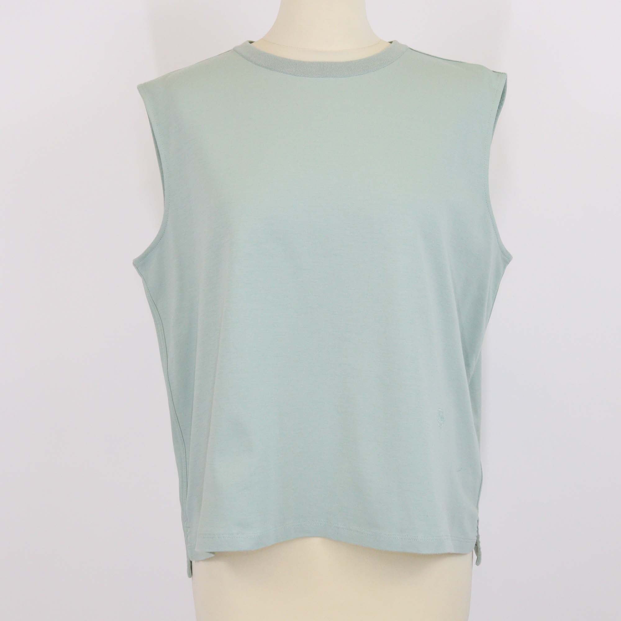 Loro Piana Pastel Green Cotton Sleeveless Crew Neck Shirt