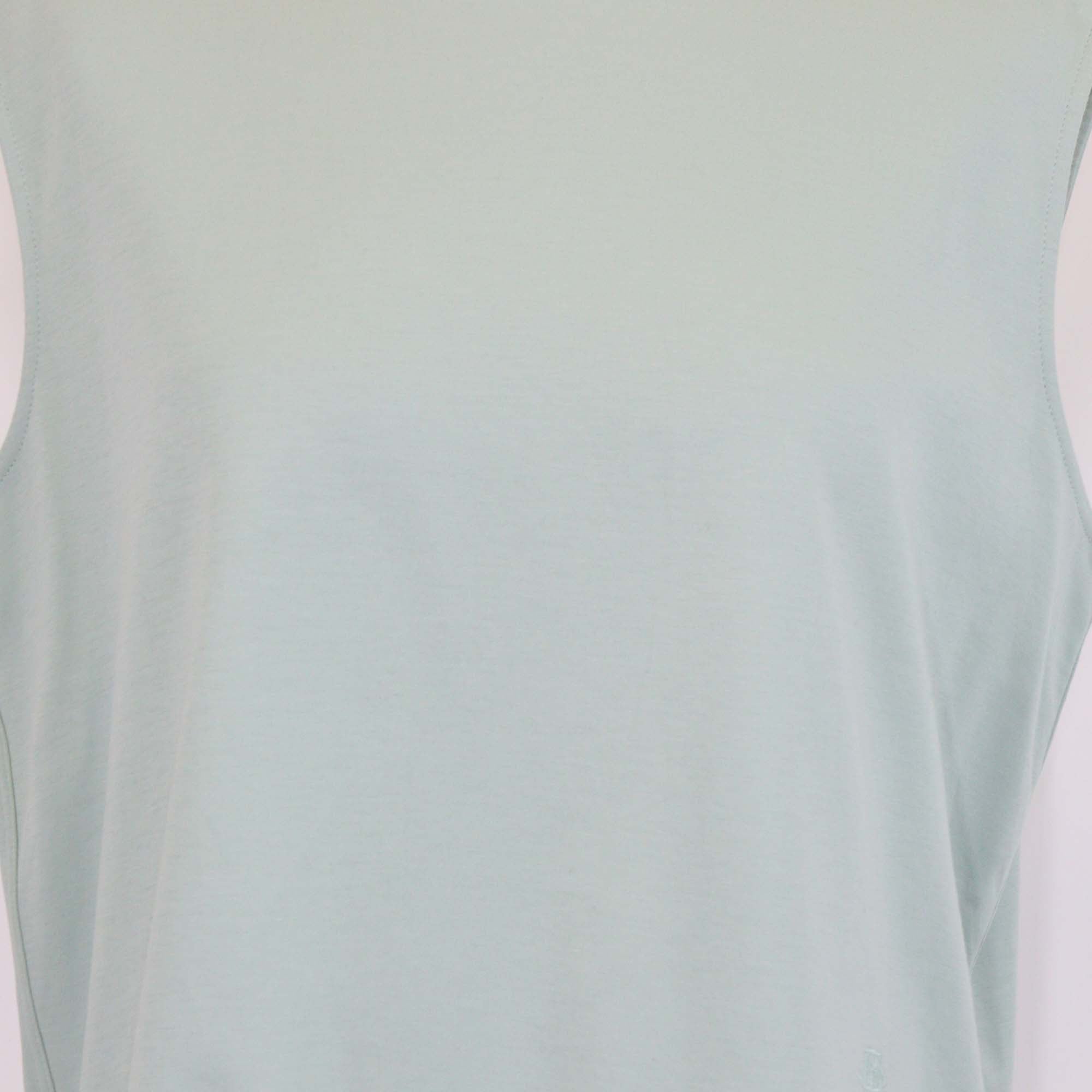 Loro Piana Pastel Green Cotton Sleeveless Crew Neck Shirt