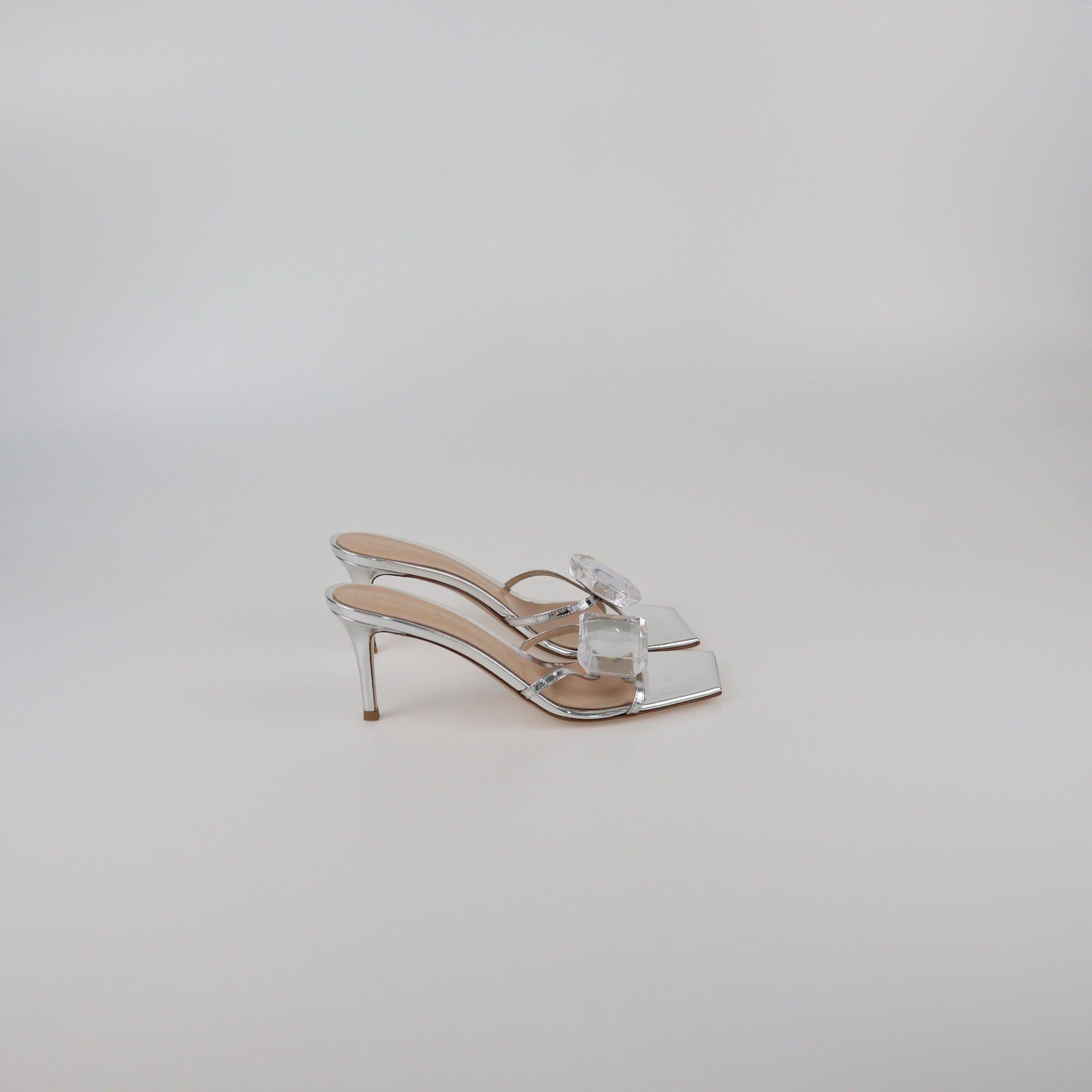 Gianvito Rossi Silver Jaipur Ankle Strap Pumps Womens Gianvito Rossi