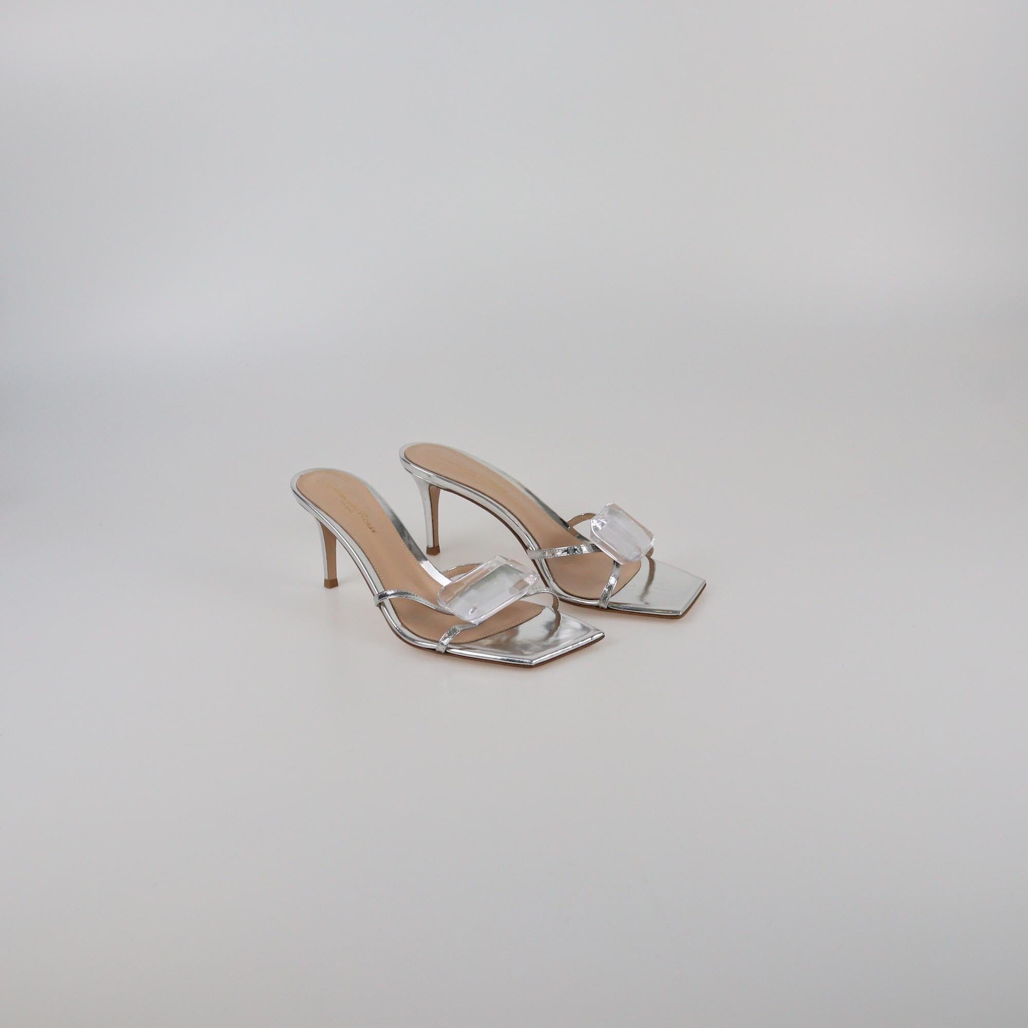 Gianvito Rossi Silver Jaipur Ankle Strap Pumps Womens Gianvito Rossi