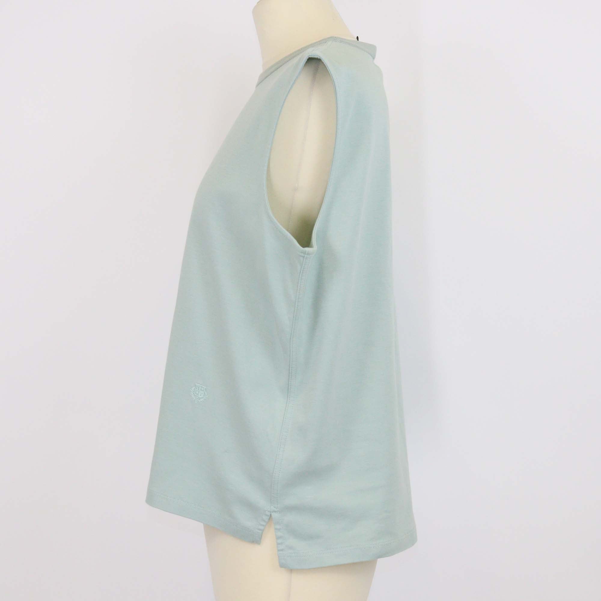 Loro Piana Pastel Green Cotton Sleeveless Crew Neck Shirt