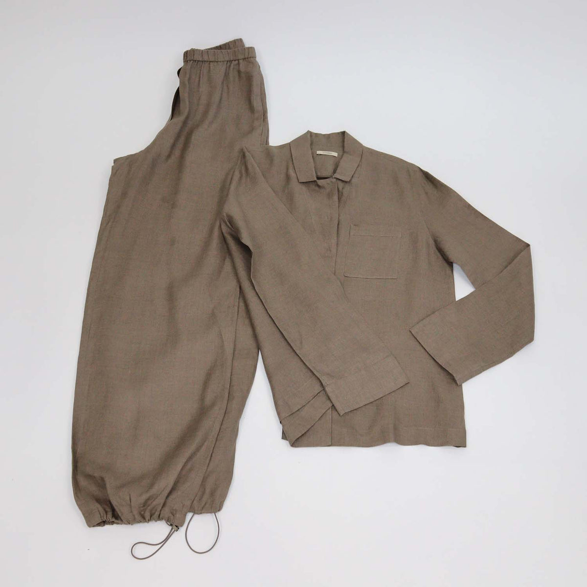 12 Storeez Coffee Linen Long Sleeve Shirt and Santorini Trouser Set