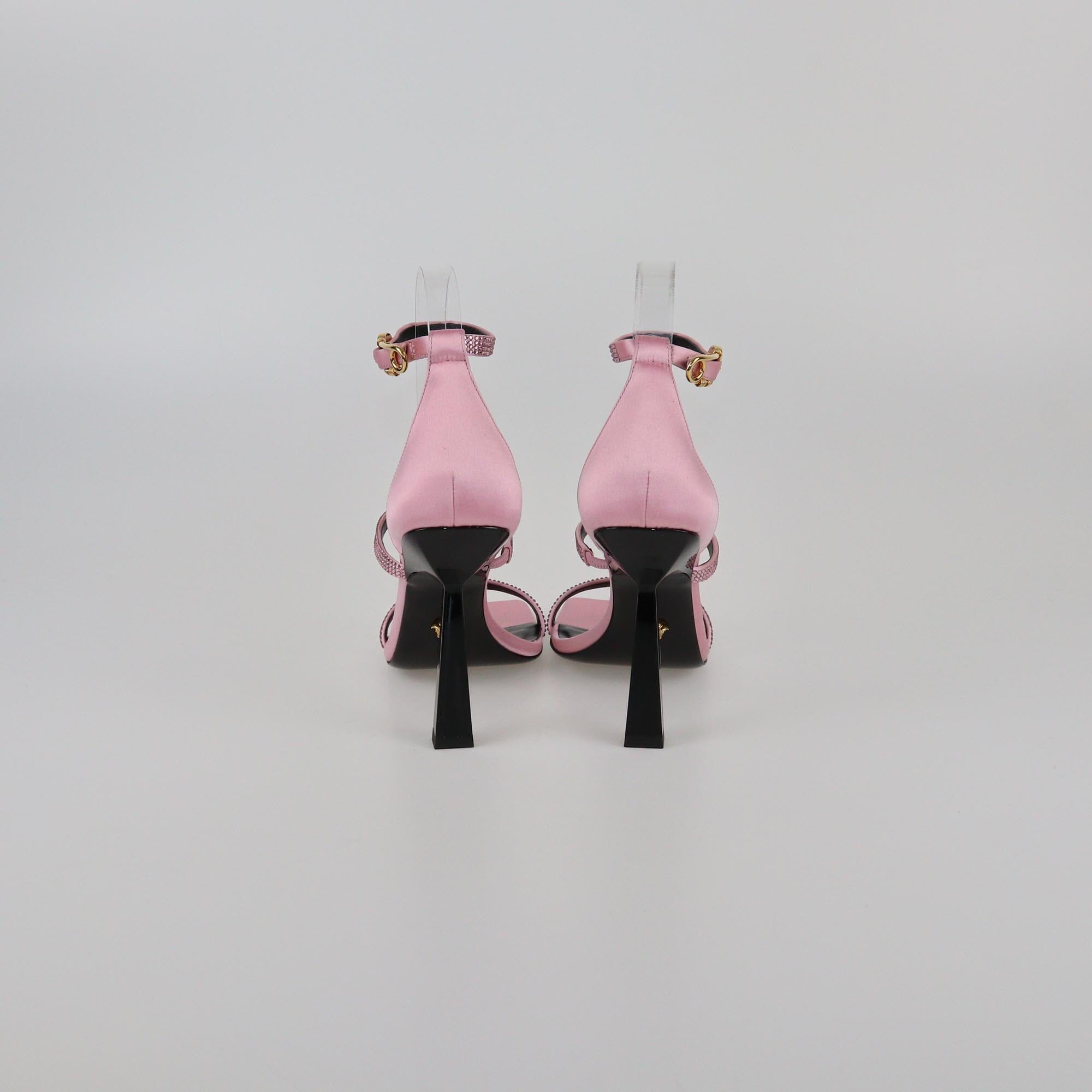 Versace Pink Safety Pin Ankle Strap Sandals Womens Versace