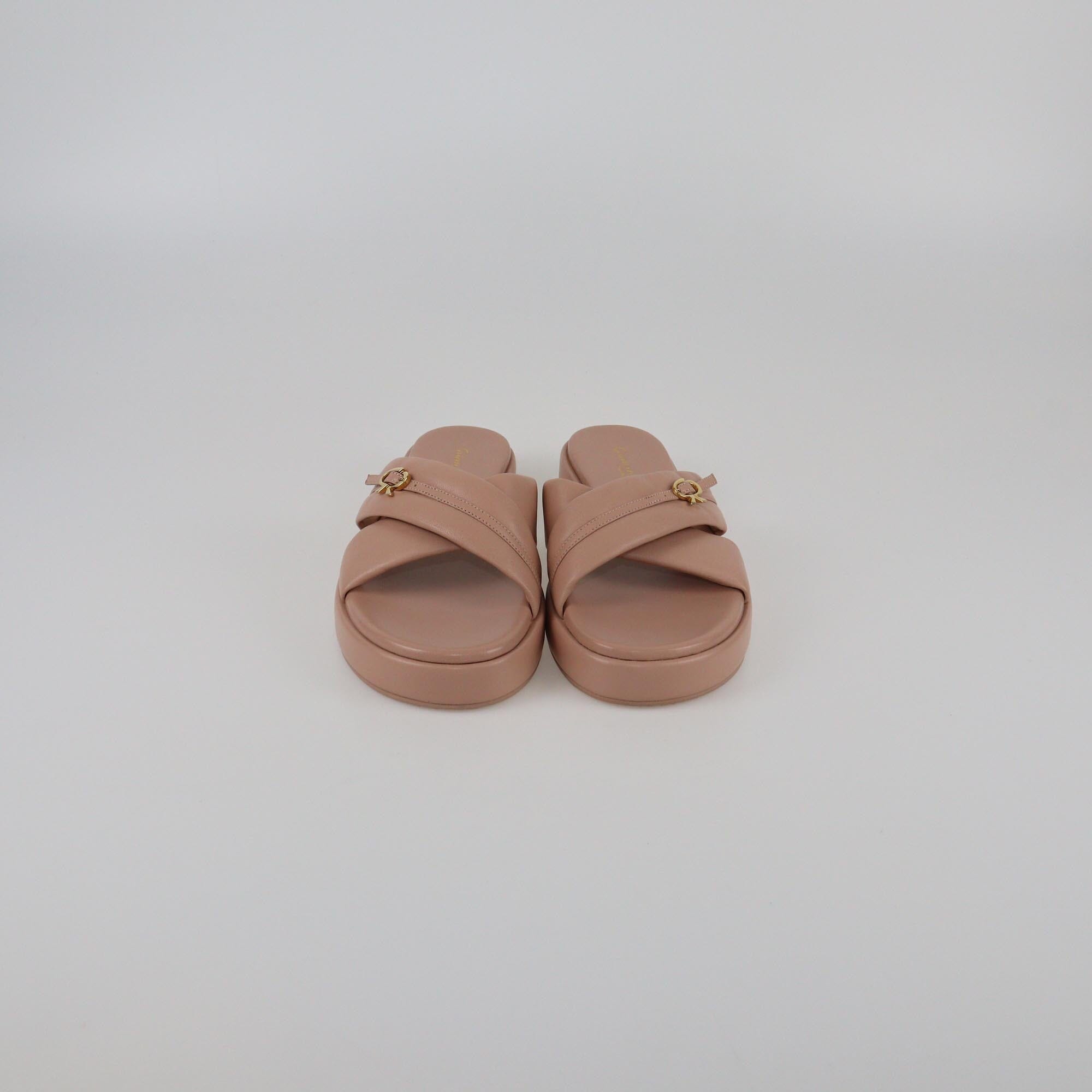 Gianvito Rossi Beige Alima Flat Sandals Womens Gianvito Rossi