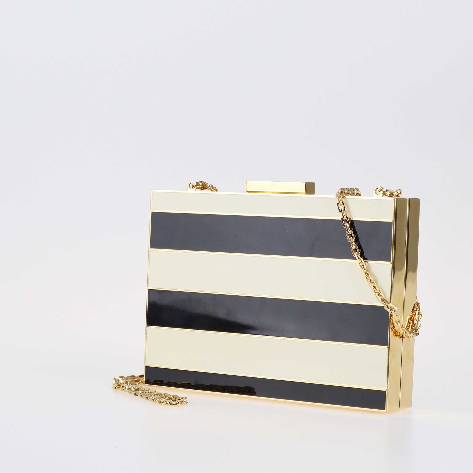 Valentino Black/Ivory Enamel Box Clutch Bag Bags Valentino