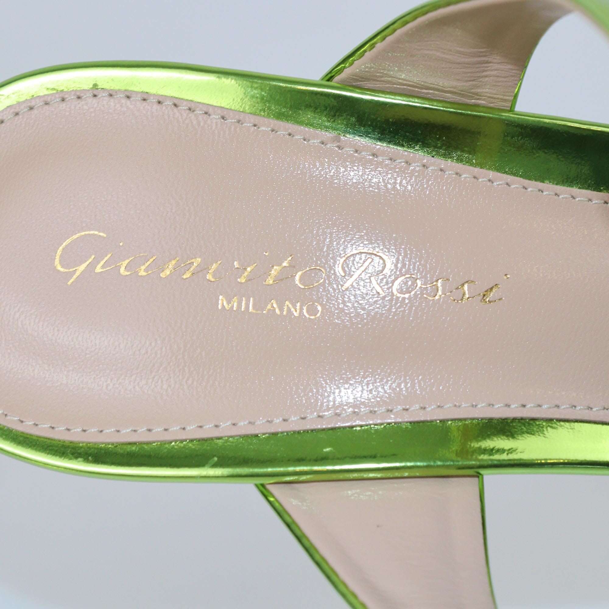 Gianvito Rossi Metallic Kiwi Aura Sandals Womens Gianvito Rossi
