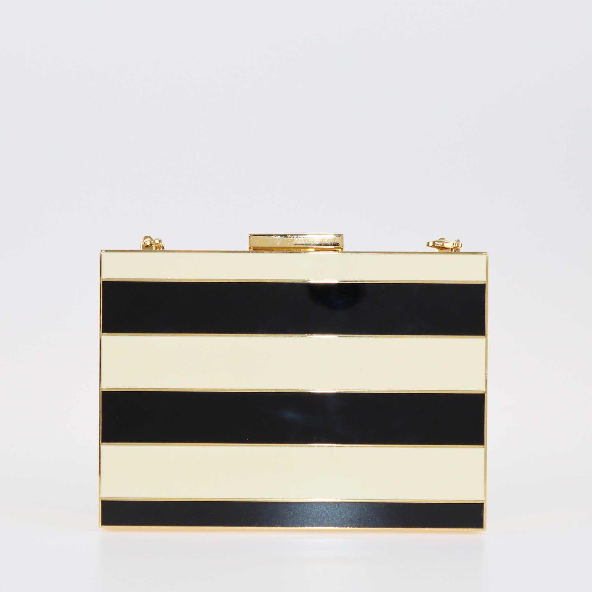 Valentino Black/Ivory Enamel Box Clutch Bag Bags Valentino