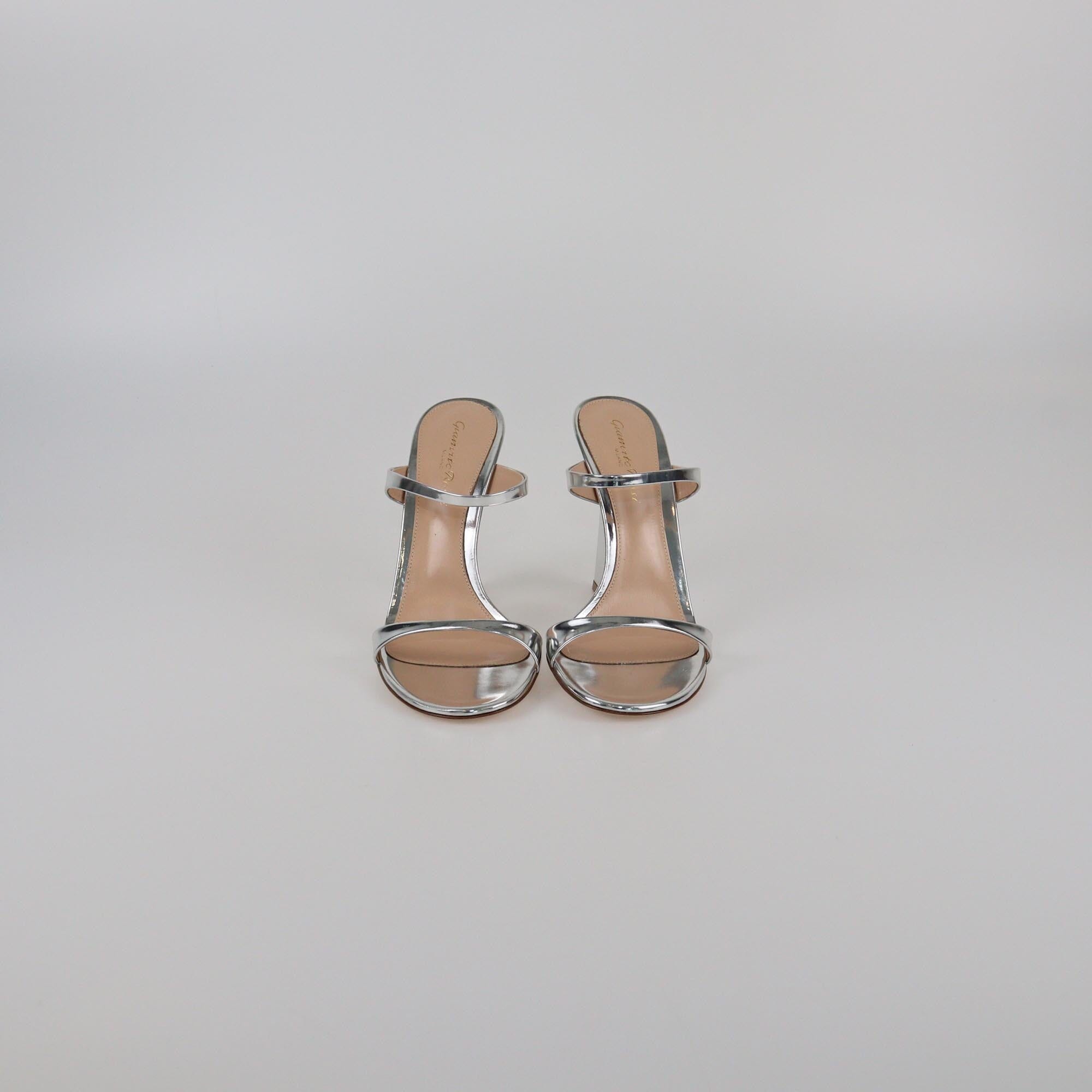 Gianvito Rossi Silver Aura Sandals Womens Gianvito Rossi