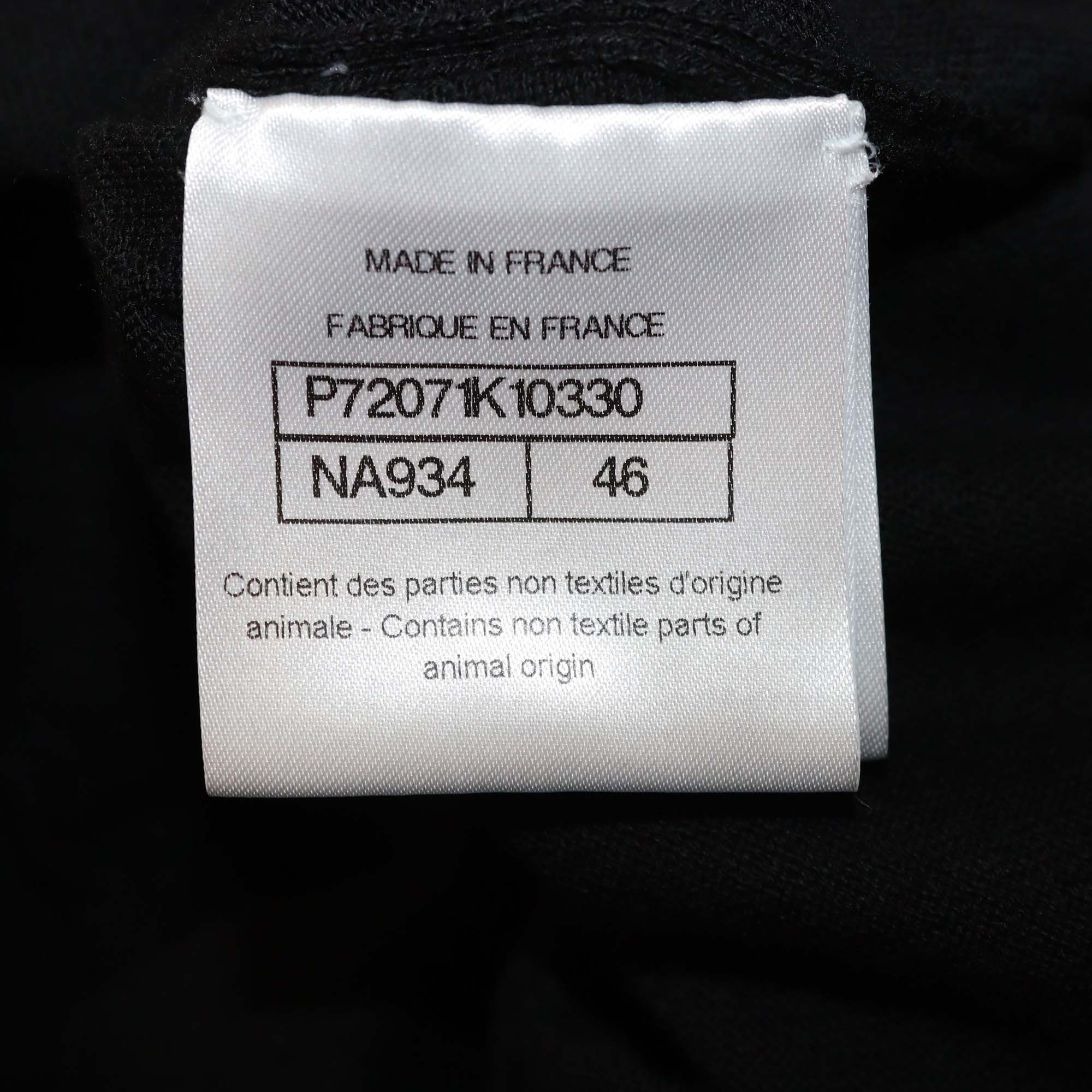 Chanel Black/White Cotton Graphic Print Button Shoulder T Shirt