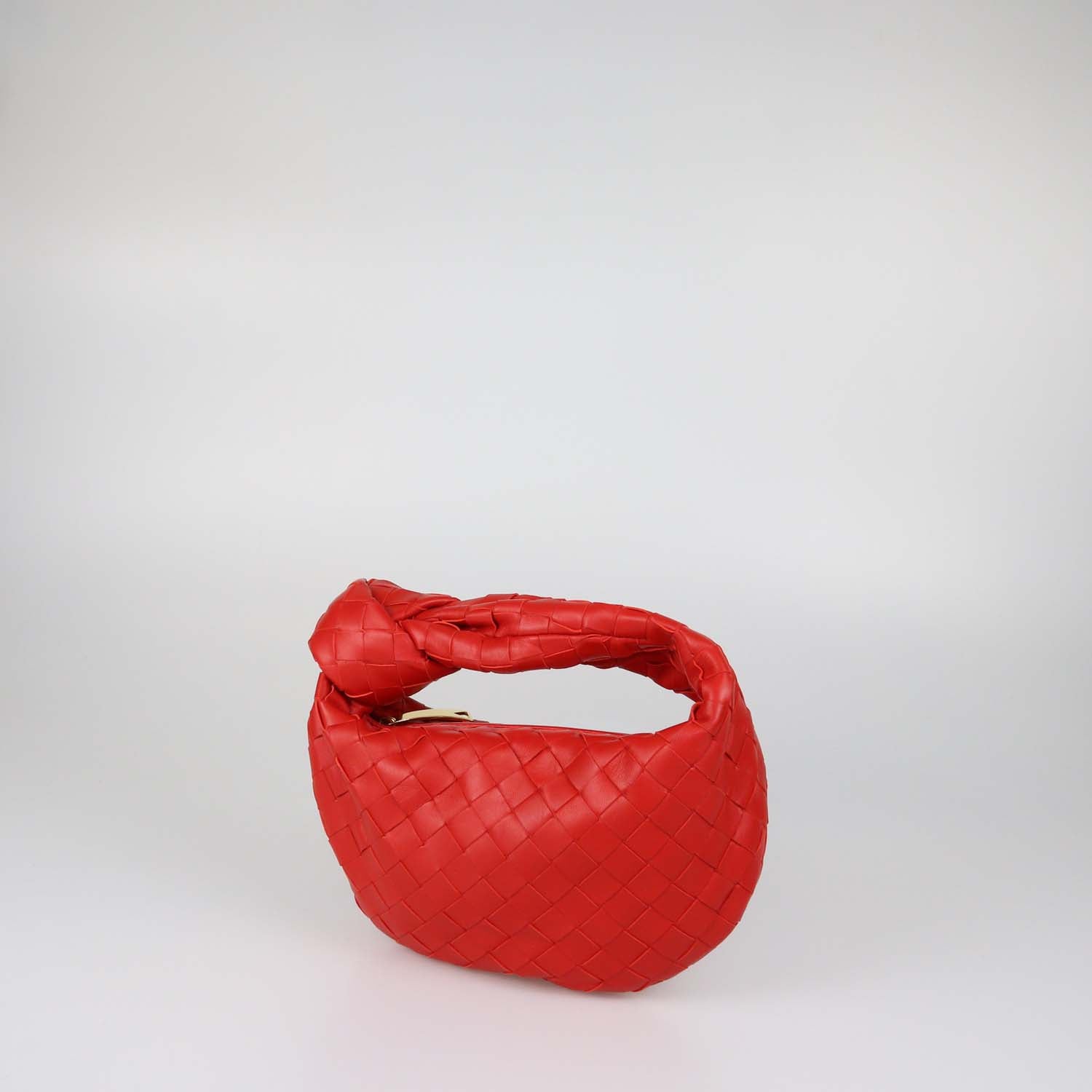 Bottega Veneta Red Intrecciato Leather Mini Jodie Hobo