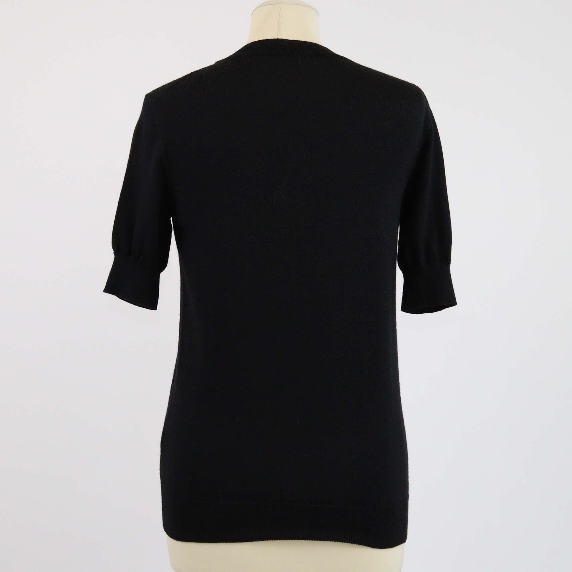Lanvin Black Crystal Embellished Short Sleeve Knitted Top Womens Lanvin
