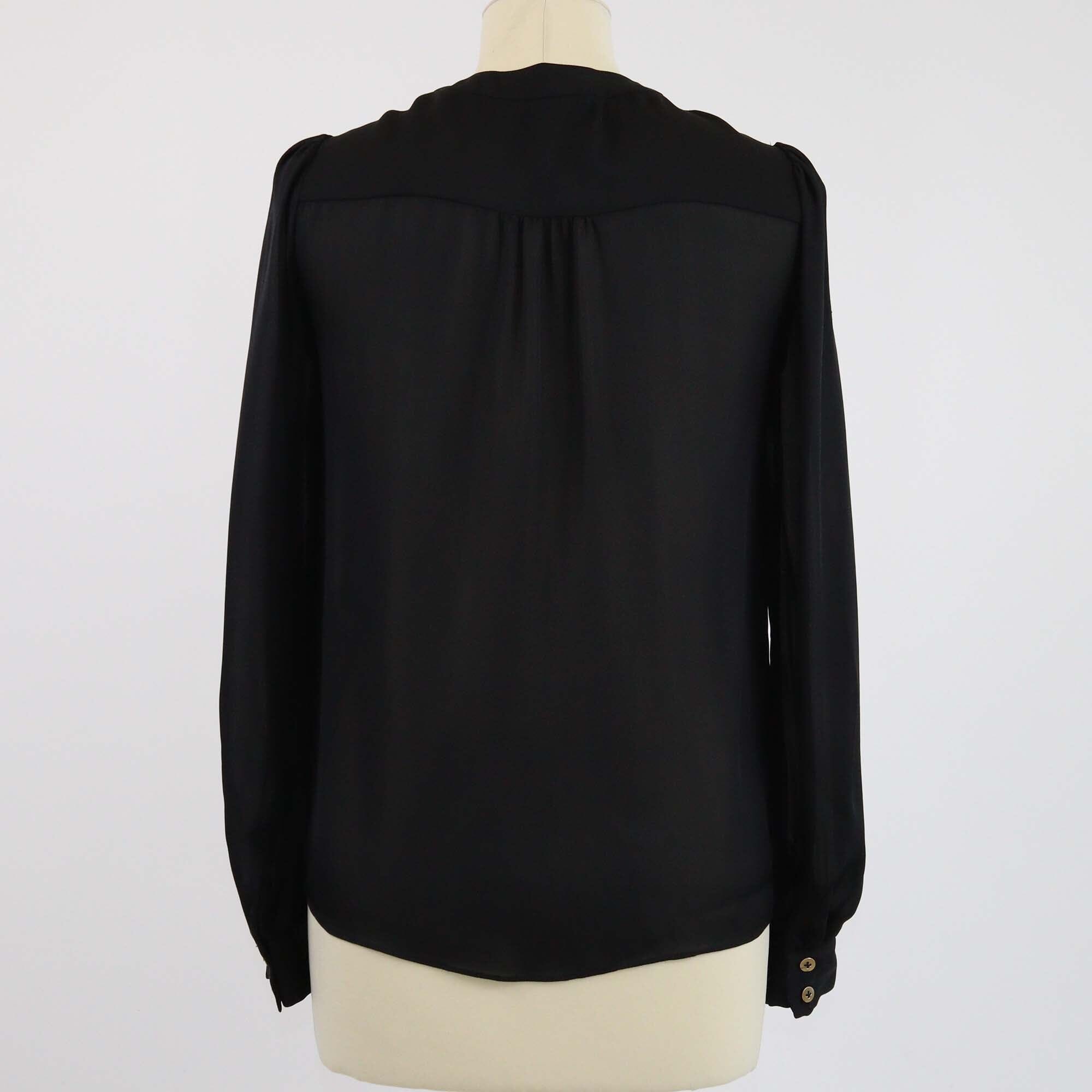 Diane Von Furstenberg Black Button Detailed Mesh Trimmed Shirt Womens Diane Von Furstenberg