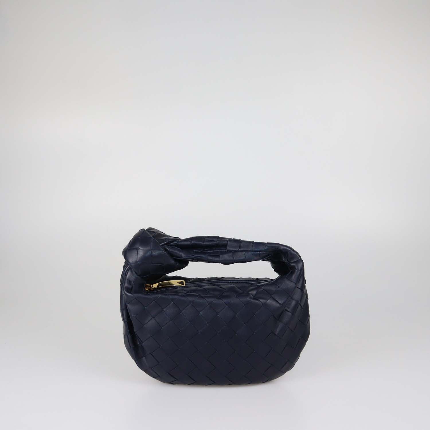 Bottega Veneta Navy Blue Intrecciato Leather Mini Jodie Hobo