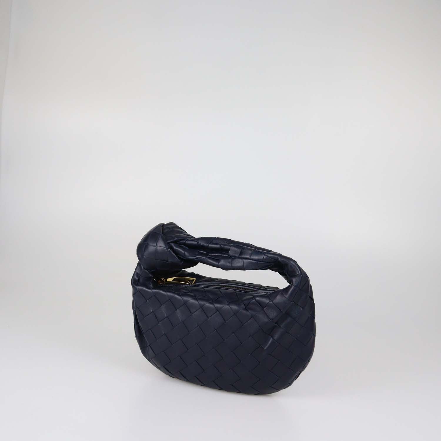 Bottega Veneta Navy Blue Intrecciato Leather Mini Jodie Hobo