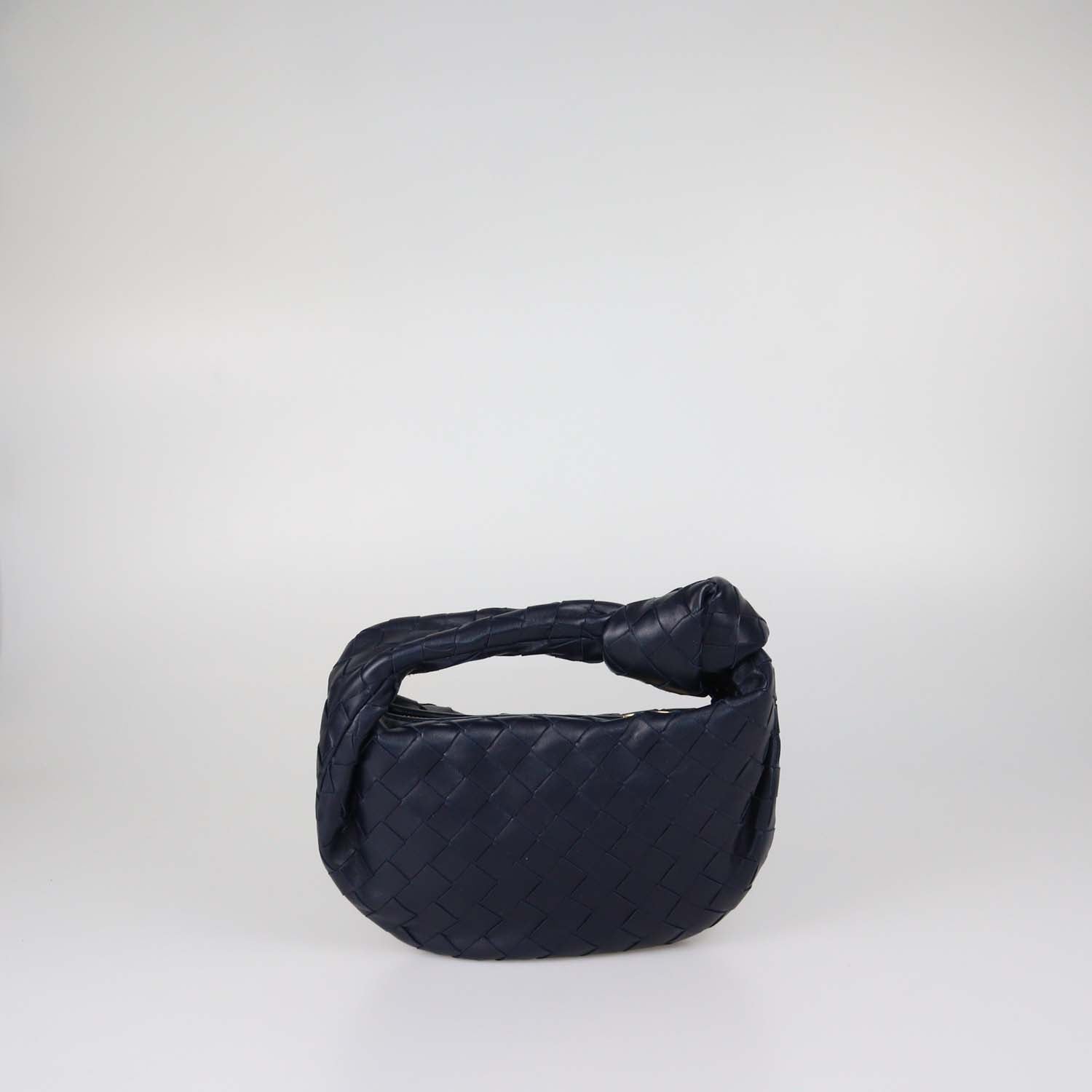 Bottega Veneta Navy Blue Intrecciato Leather Mini Jodie Hobo
