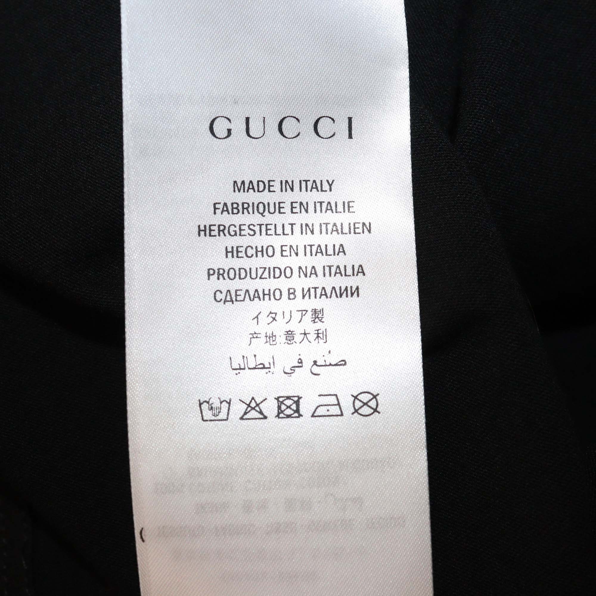 Gucci Black Cotton Logo Web Printed T Shirt