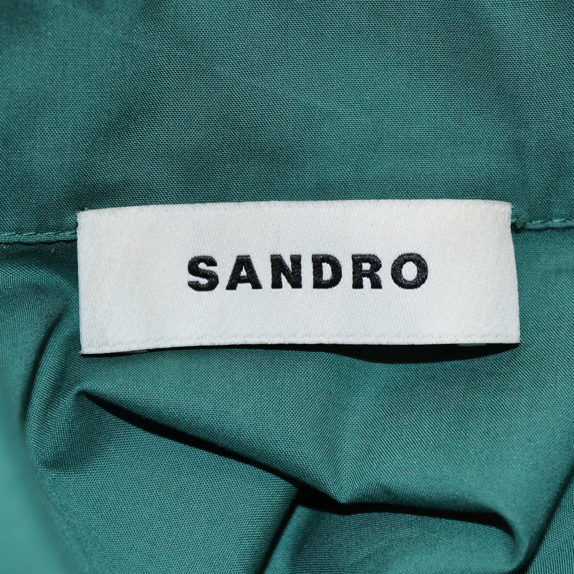 Sandro Green Rhinestone Embellished Long Sleeve Shirt Womens Sandro