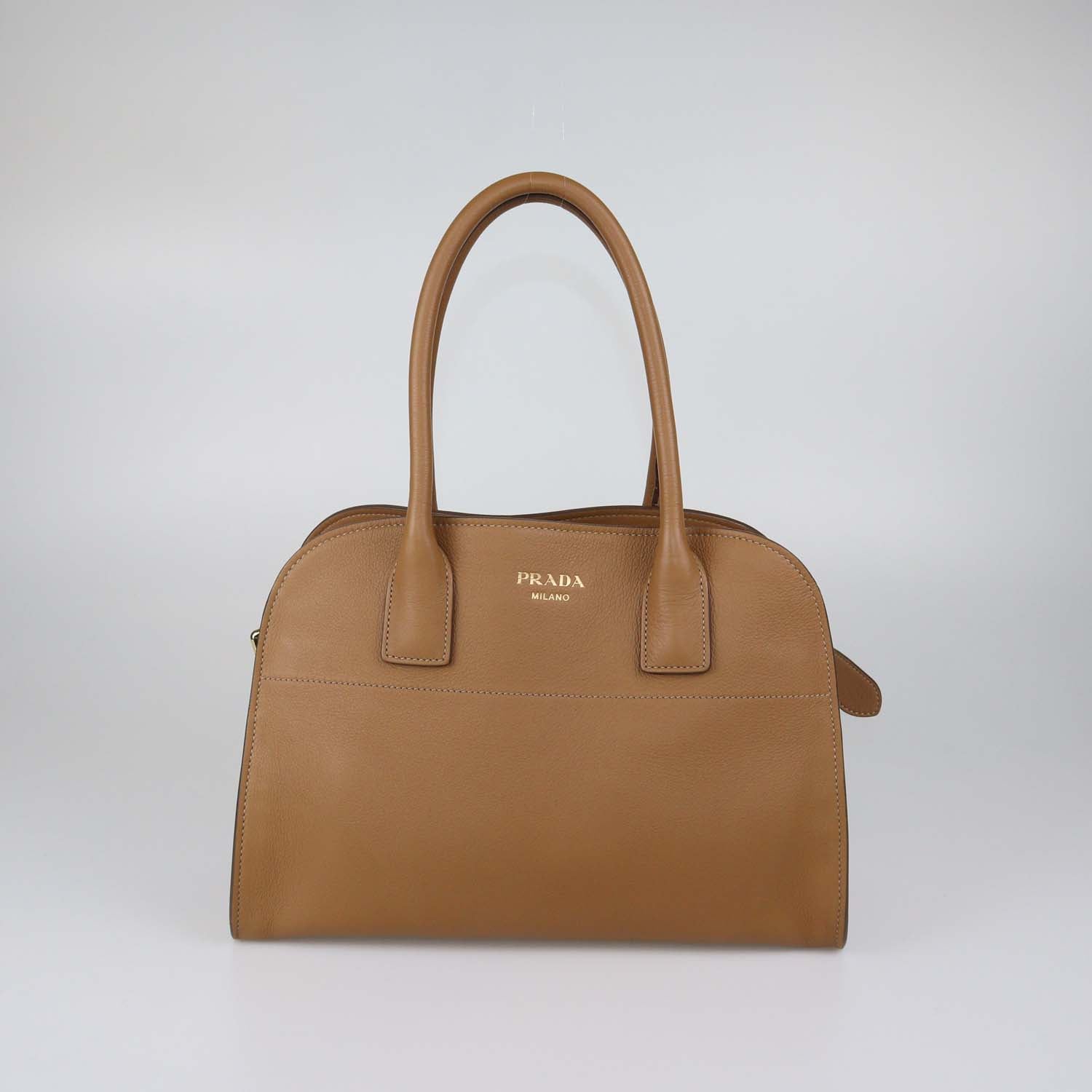 Prada Brown Leather Open Satchel