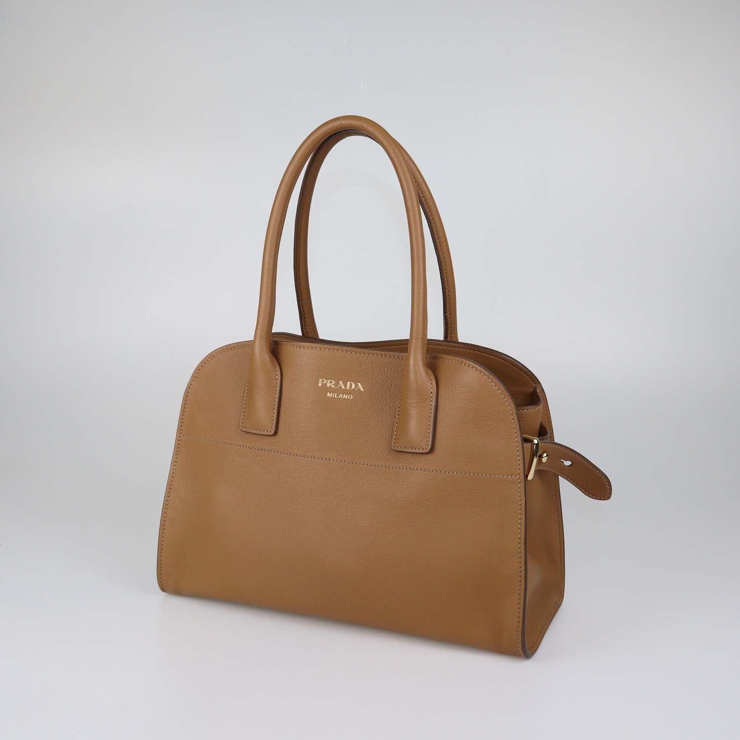 Prada Brown Leather Open Satchel