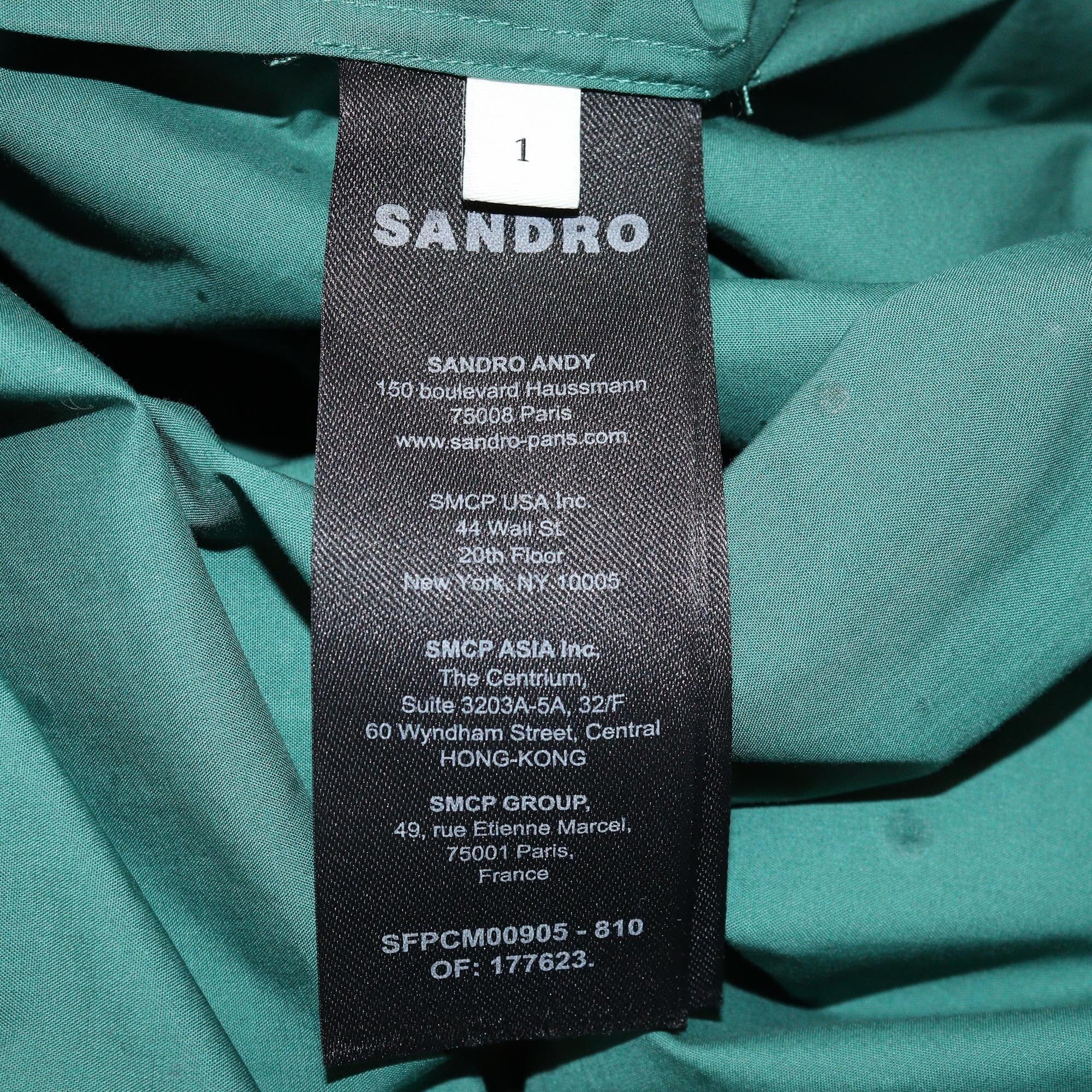 Sandro Green Rhinestone Embellished Long Sleeve Shirt Womens Sandro