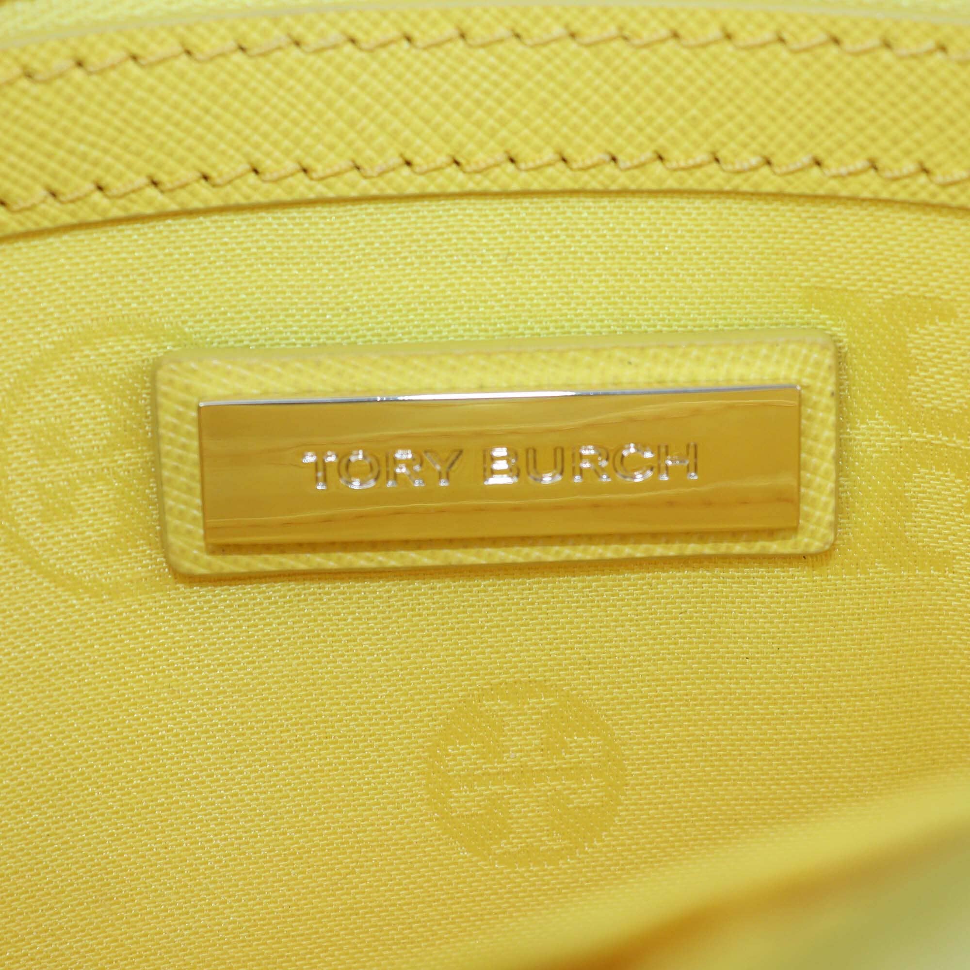 Tory Burch Yellow Leather Slim Diana Flap Clutch Womens Tory Burch
