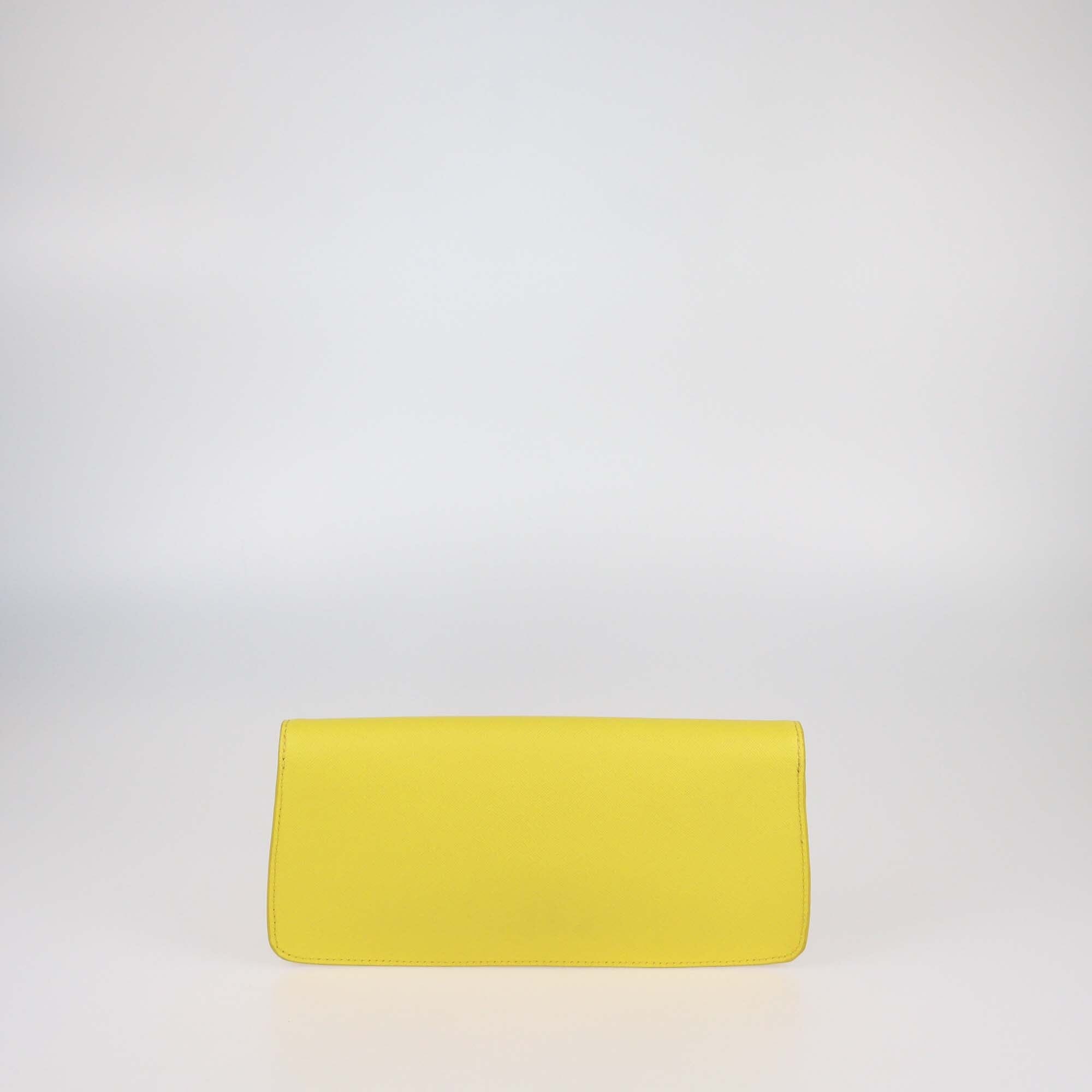 Tory Burch Yellow Leather Slim Diana Flap Clutch Womens Tory Burch