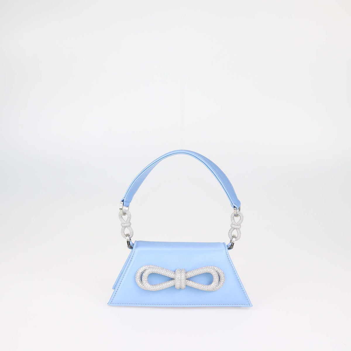 Mach & Mach Light Blue Satin Small Double Bow Samantha Bag