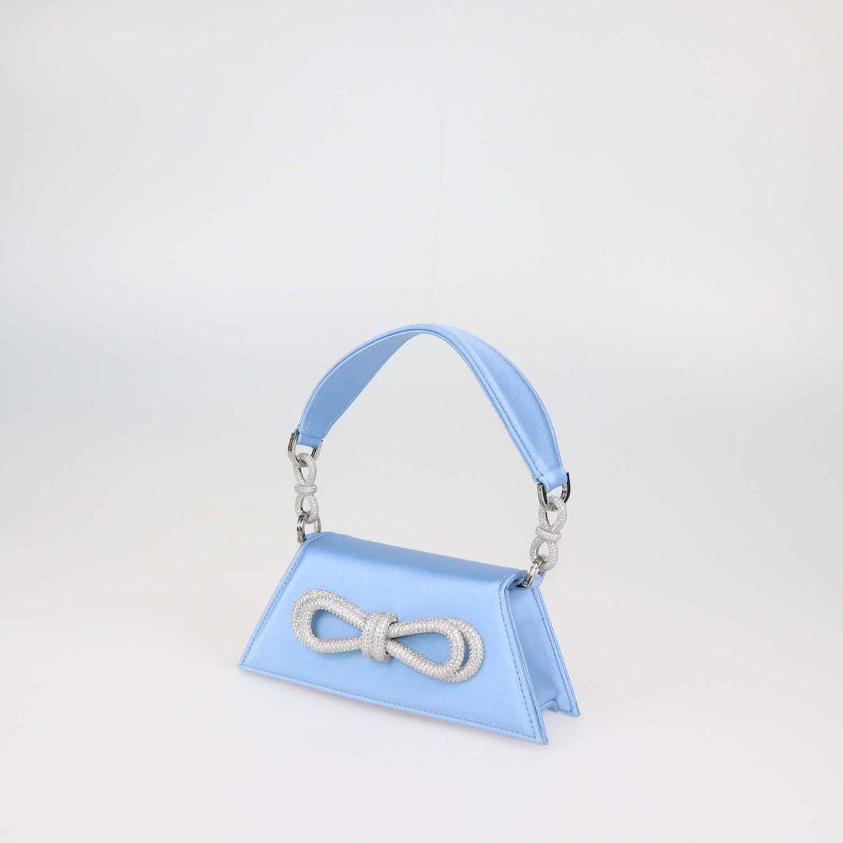 Mach & Mach Light Blue Satin Small Double Bow Samantha Bag