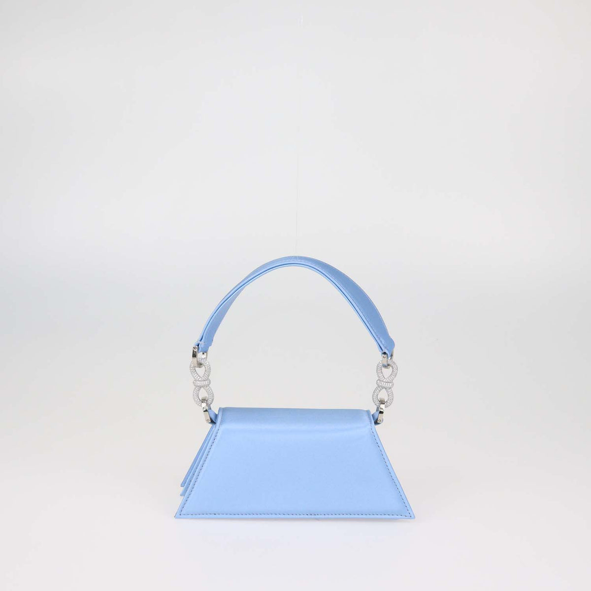 Mach & Mach Light Blue Satin Small Double Bow Samantha Bag