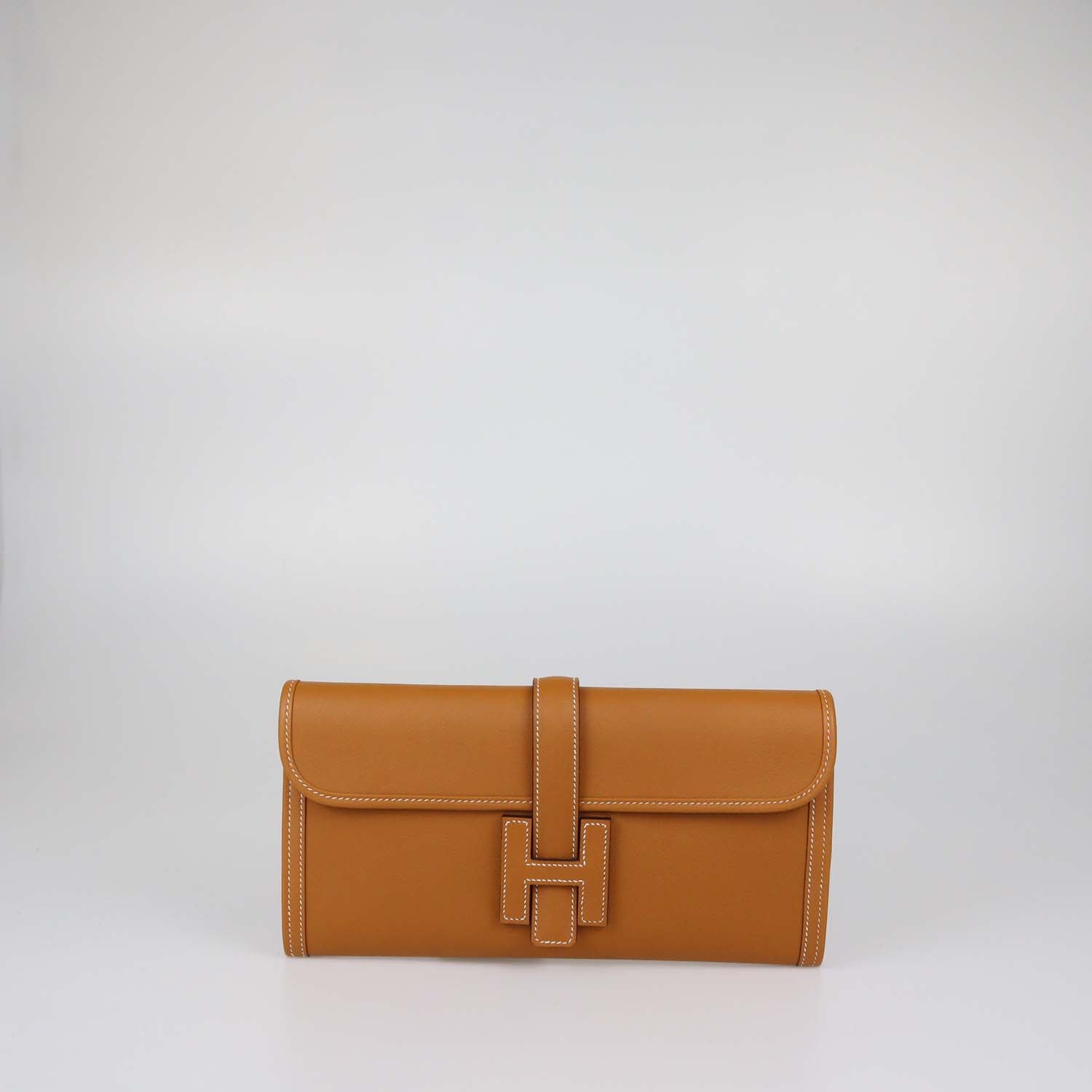 Hermes Brown Evercolor Leather Jige Elan 29 Clutch