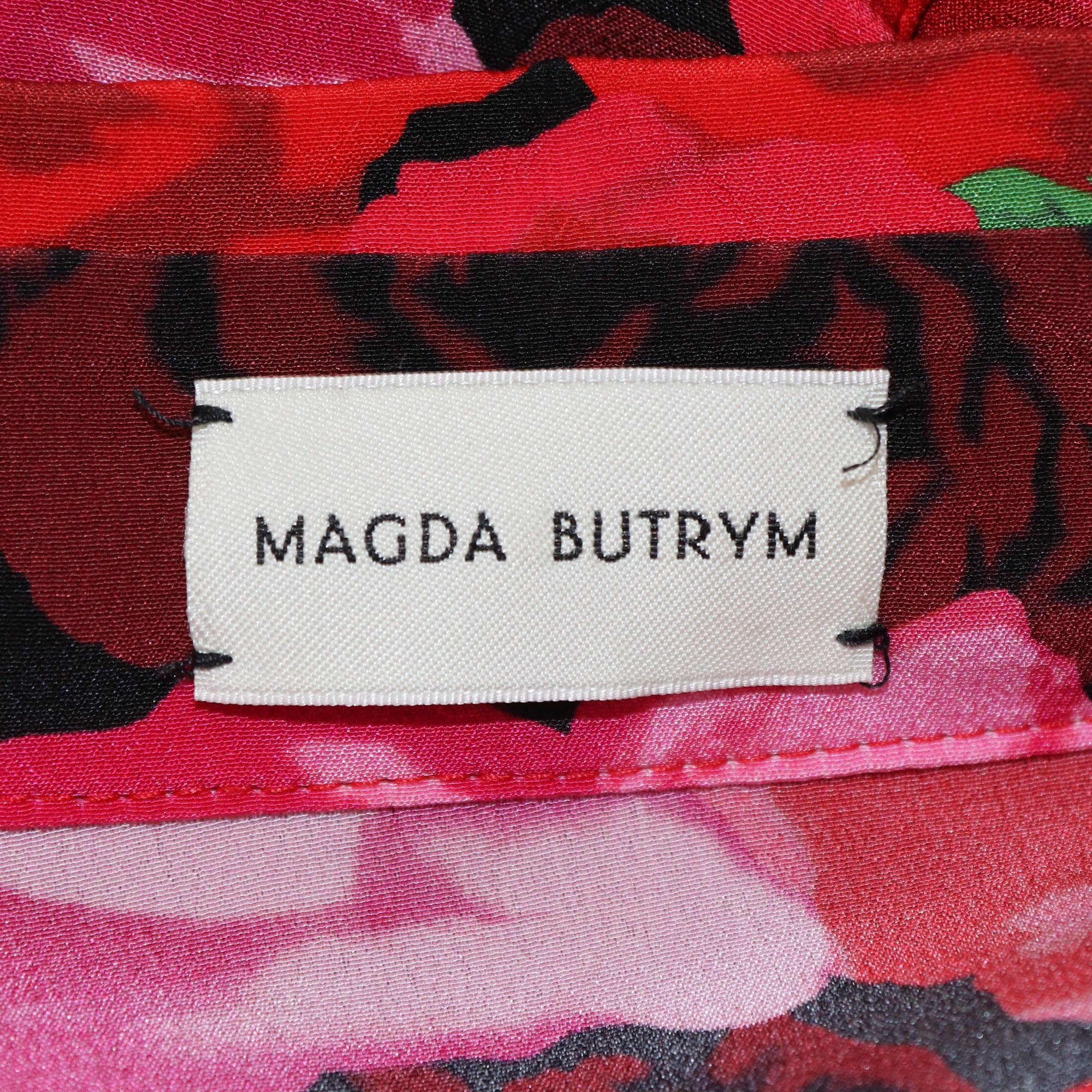 Magda Butrym Red Rose Print Long Sleeve Shirt