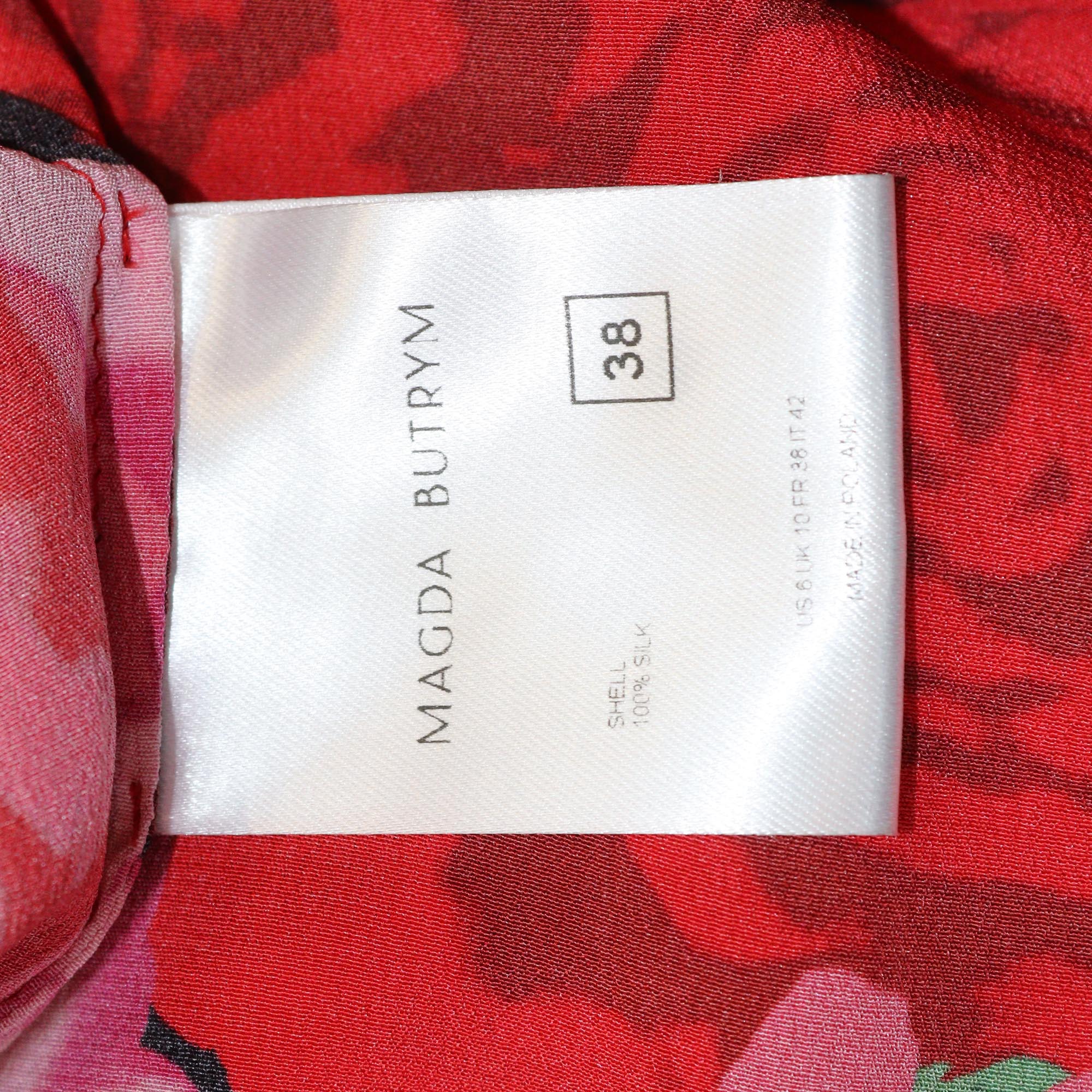 Magda Butrym Red Rose Print Long Sleeve Shirt