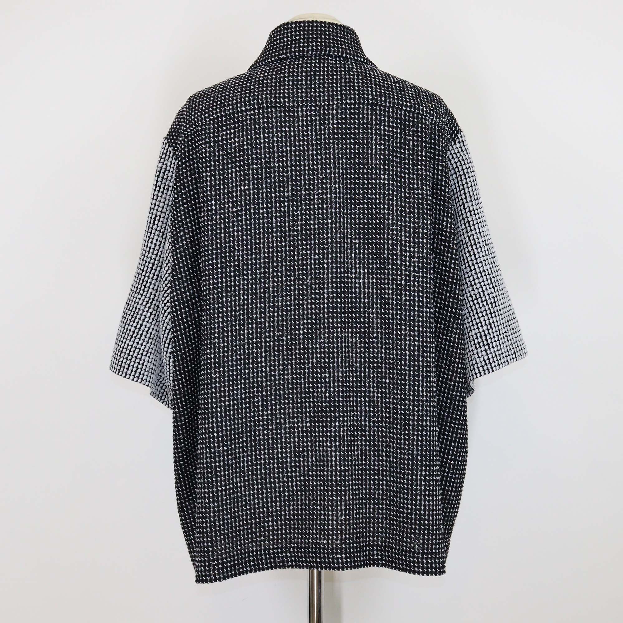 Chanel Black/White Tweed Houndstooth Print Three Quarter Sleeve Shirt
